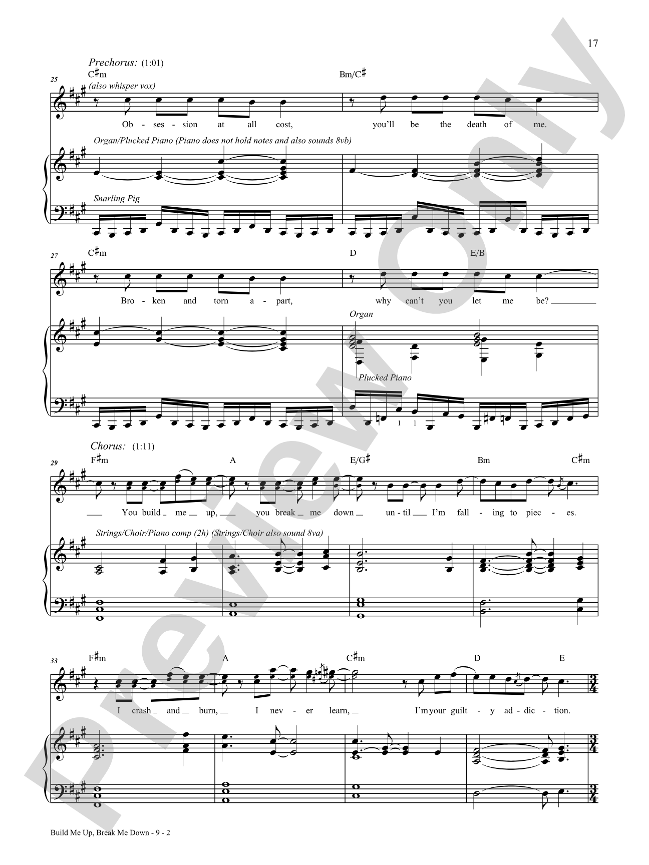 Build Me up, Break Me Down: Piano/Vocal/Chords