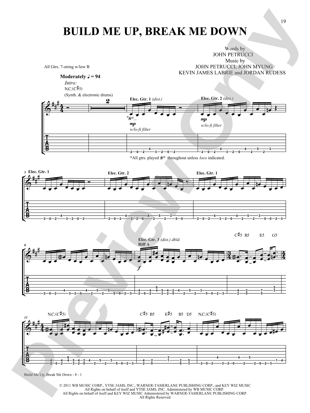 Build Me up, Break Me Down: Authentic Guitar TAB