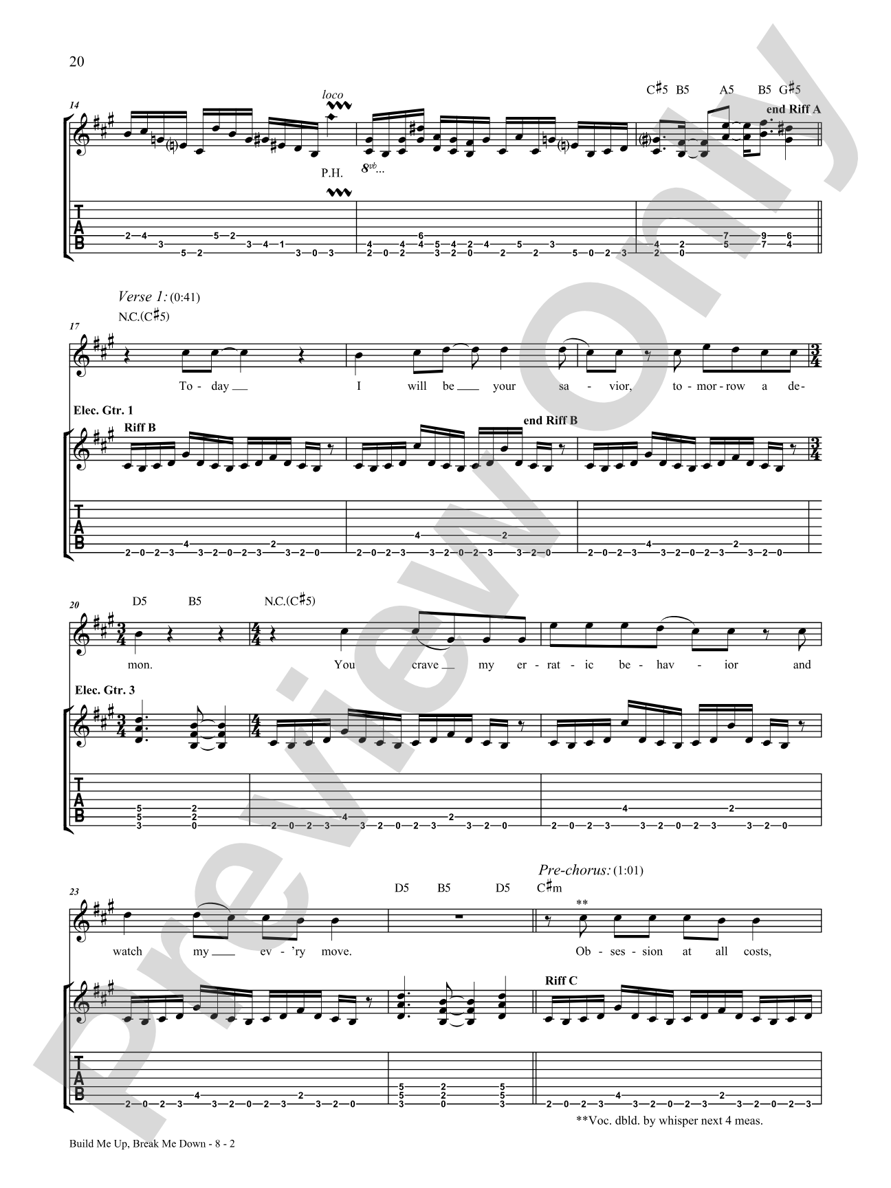Build Me up, Break Me Down: Authentic Guitar TAB