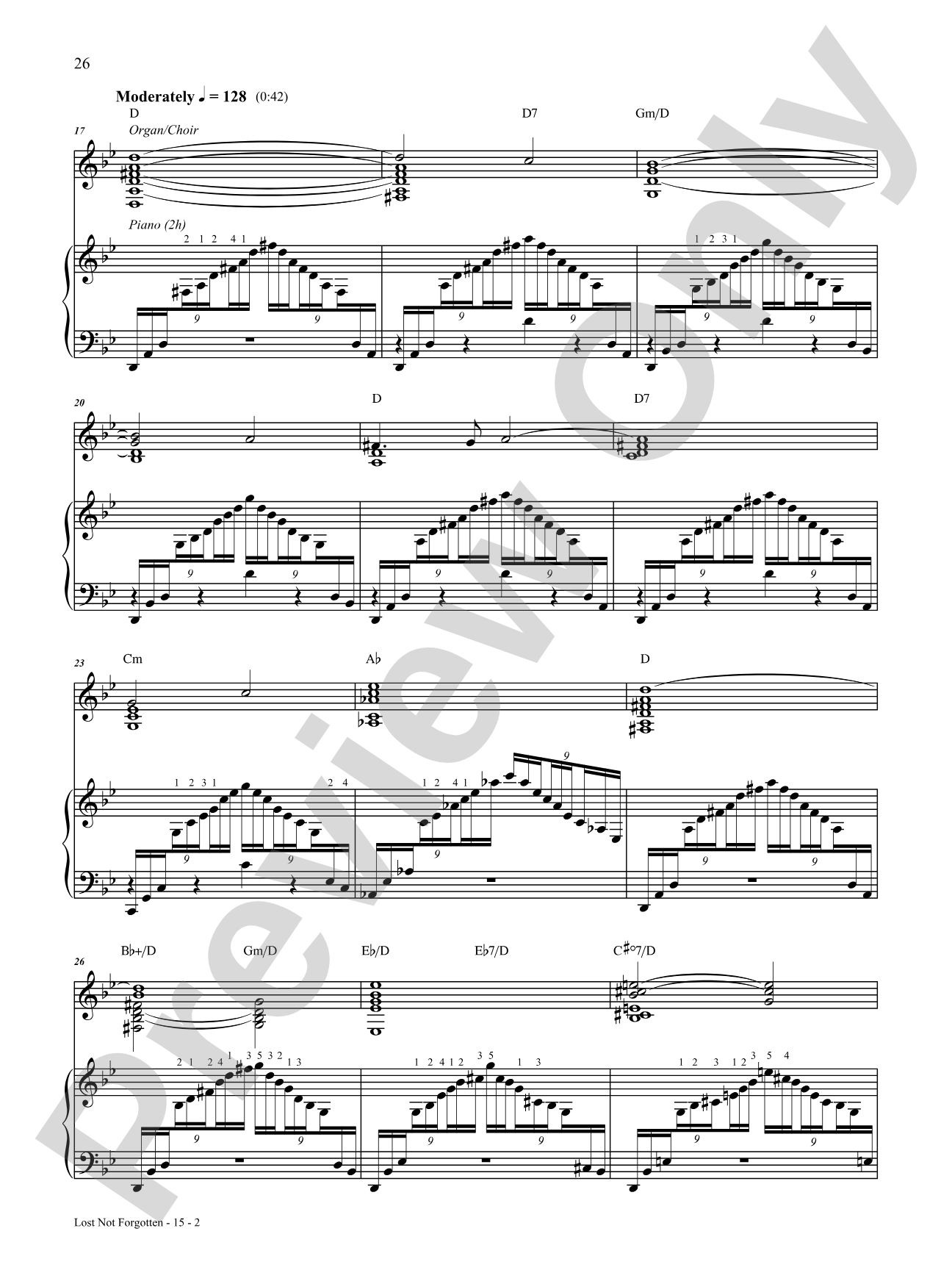 Lost Not Forgotten: Piano/Vocal/Chords