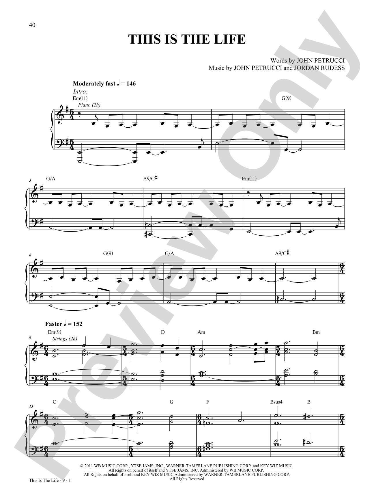 This is the Life: Piano/Vocal/Chords