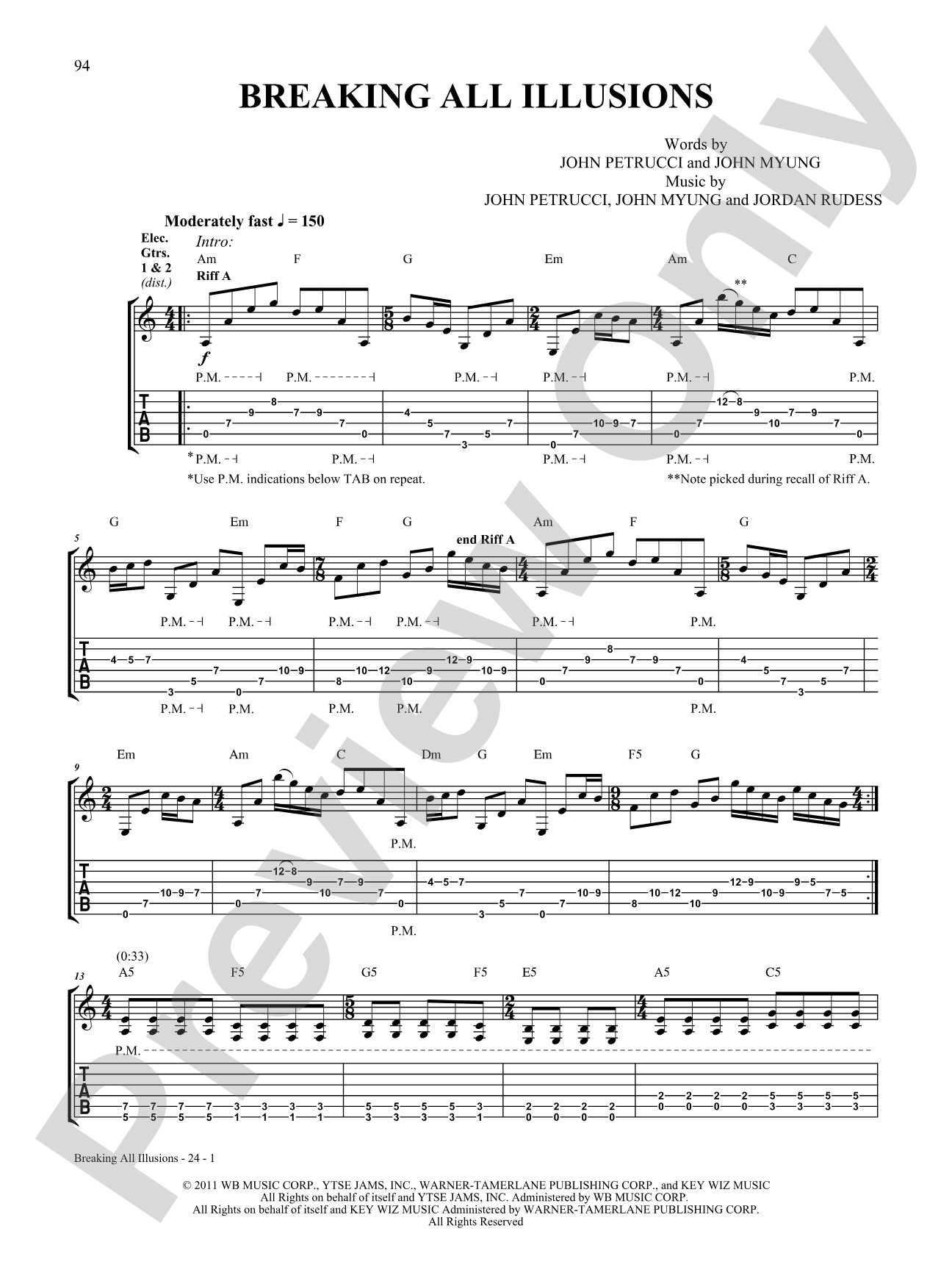 Breaking All Illusions: Authentic Guitar TAB