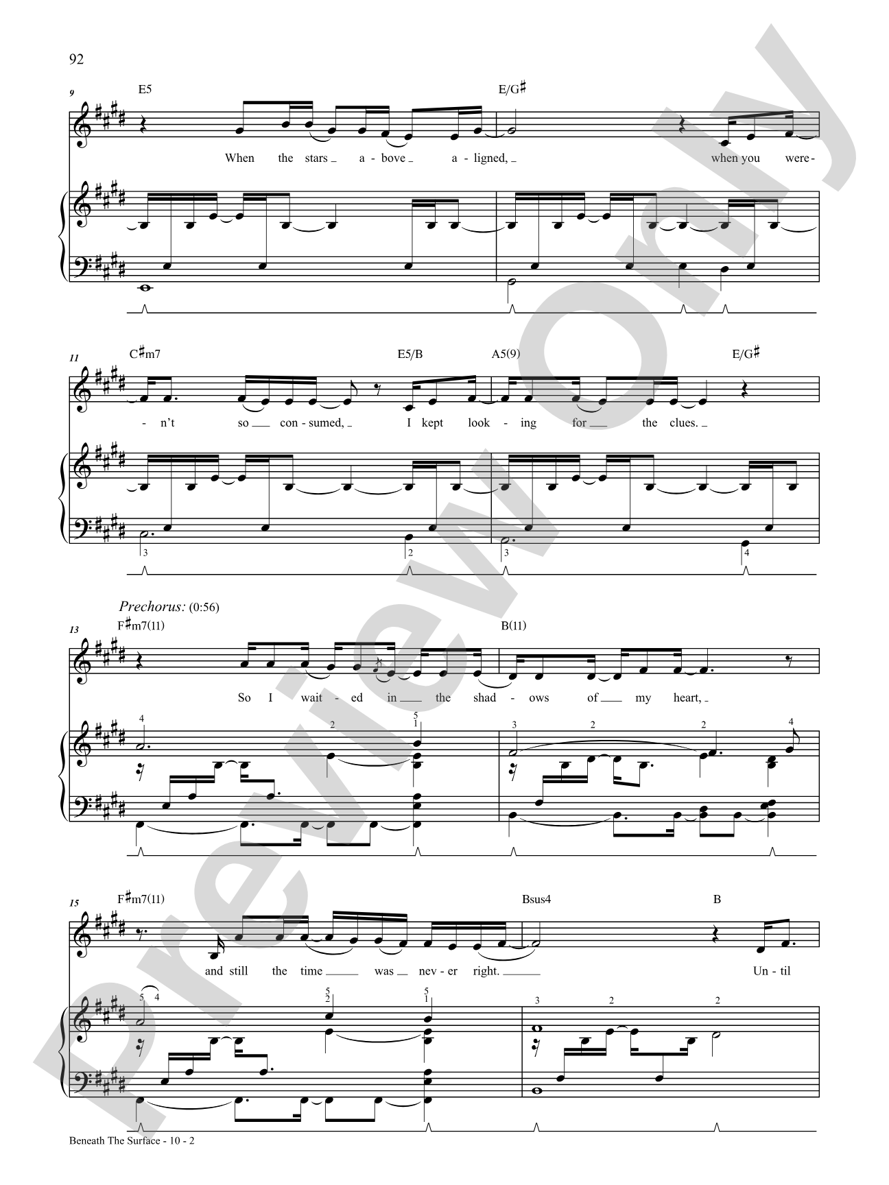 Beneath the Surface: Piano/Vocal/Chords