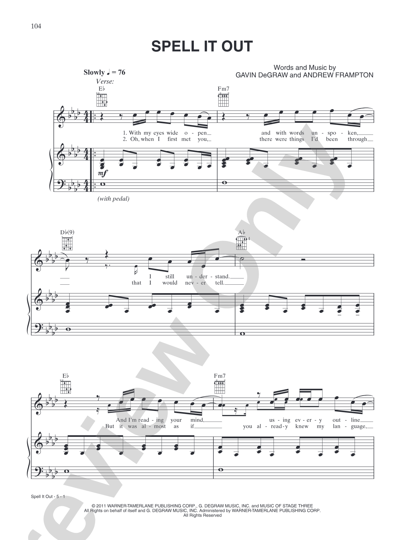 Spell It Out: Piano/Vocal/Chords