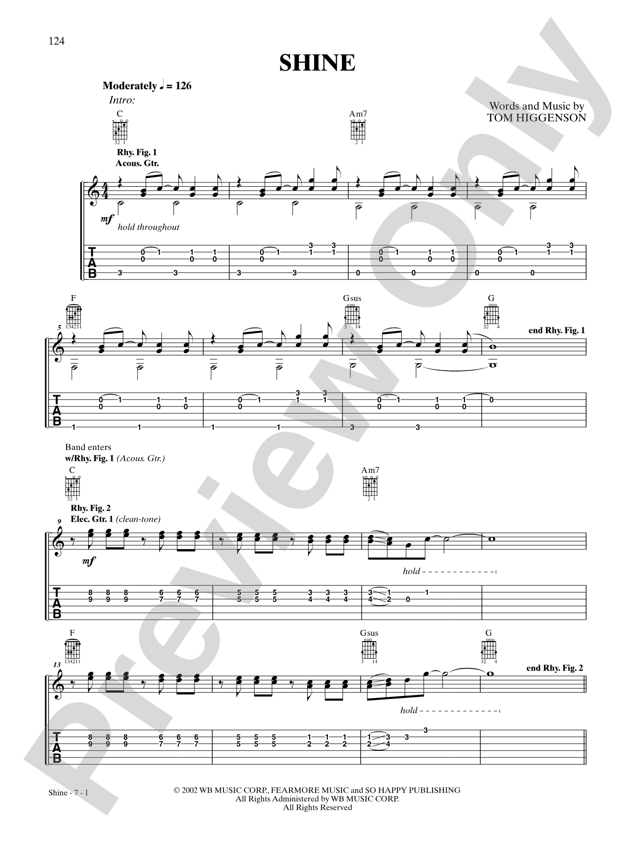 Shine: Authentic Guitar TAB