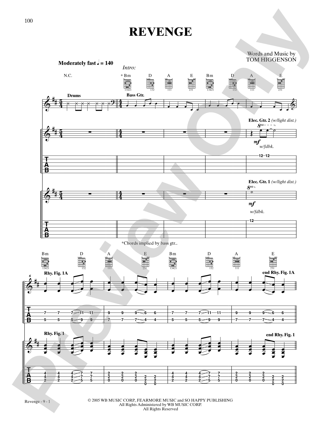 Revenge: Authentic Guitar TAB