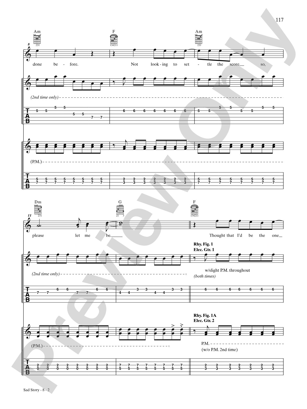 Sad Story: Authentic Guitar TAB