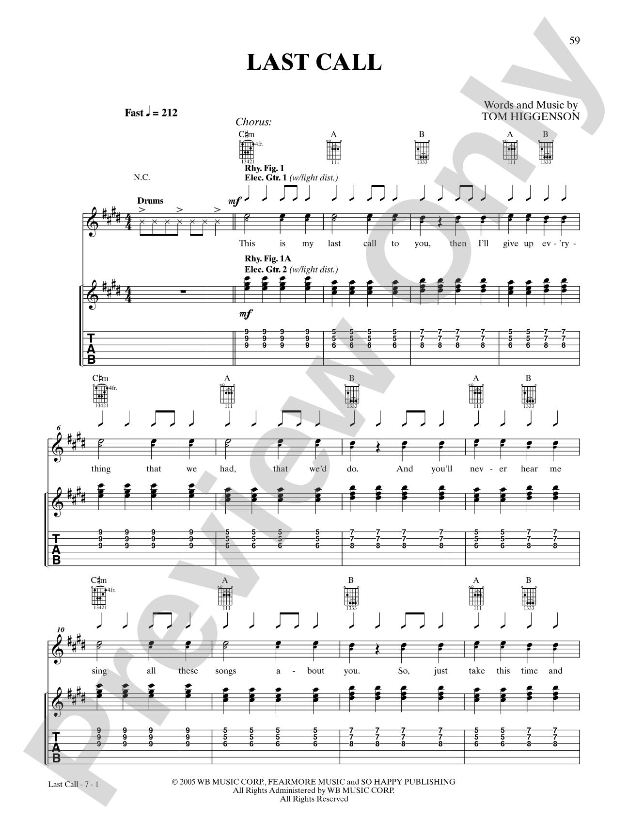 Last Call: Authentic Guitar TAB