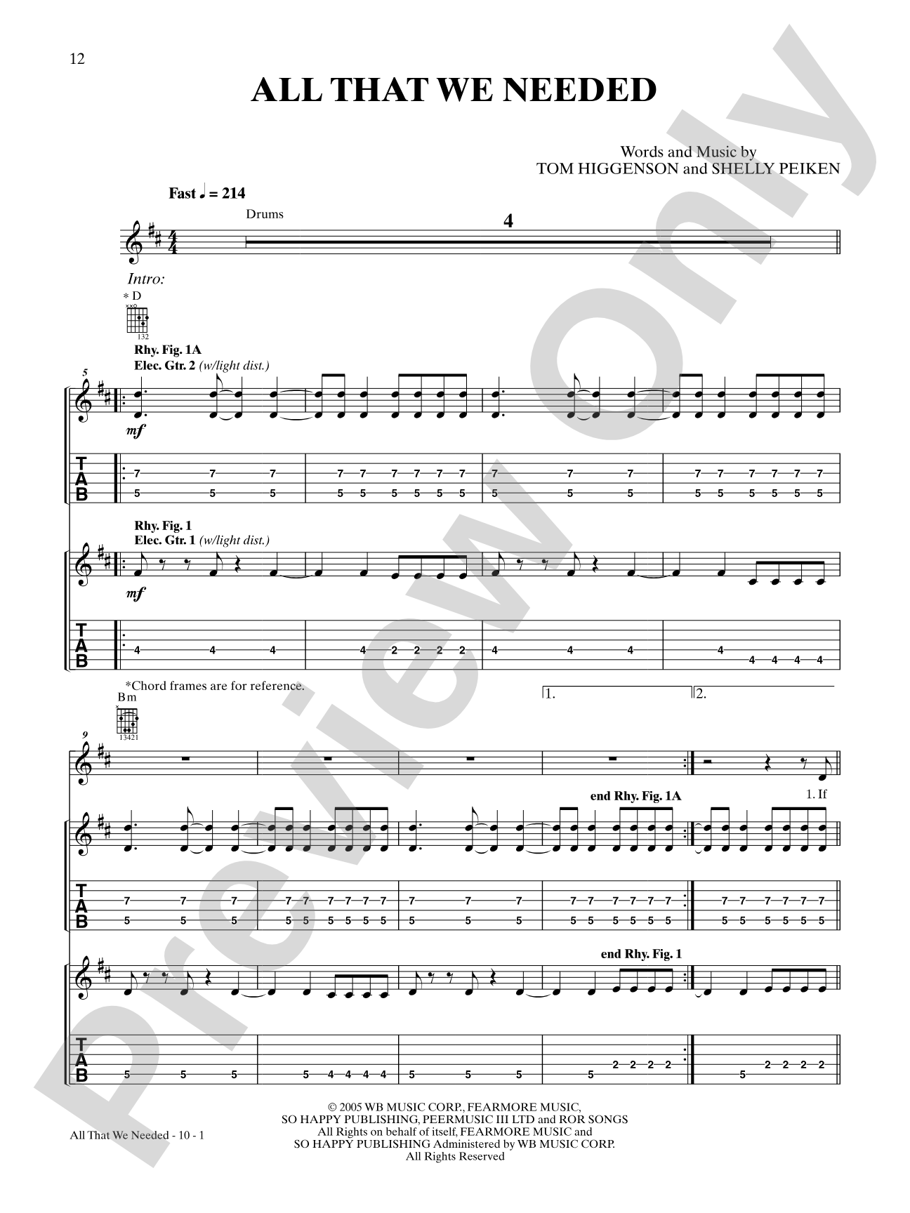 All That We Needed: Authentic Guitar TAB