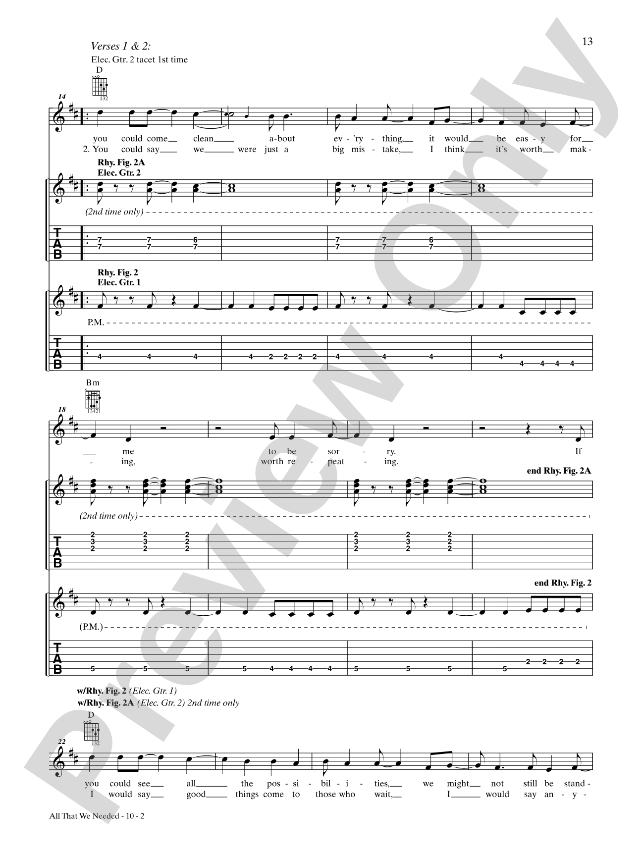 All That We Needed: Authentic Guitar TAB