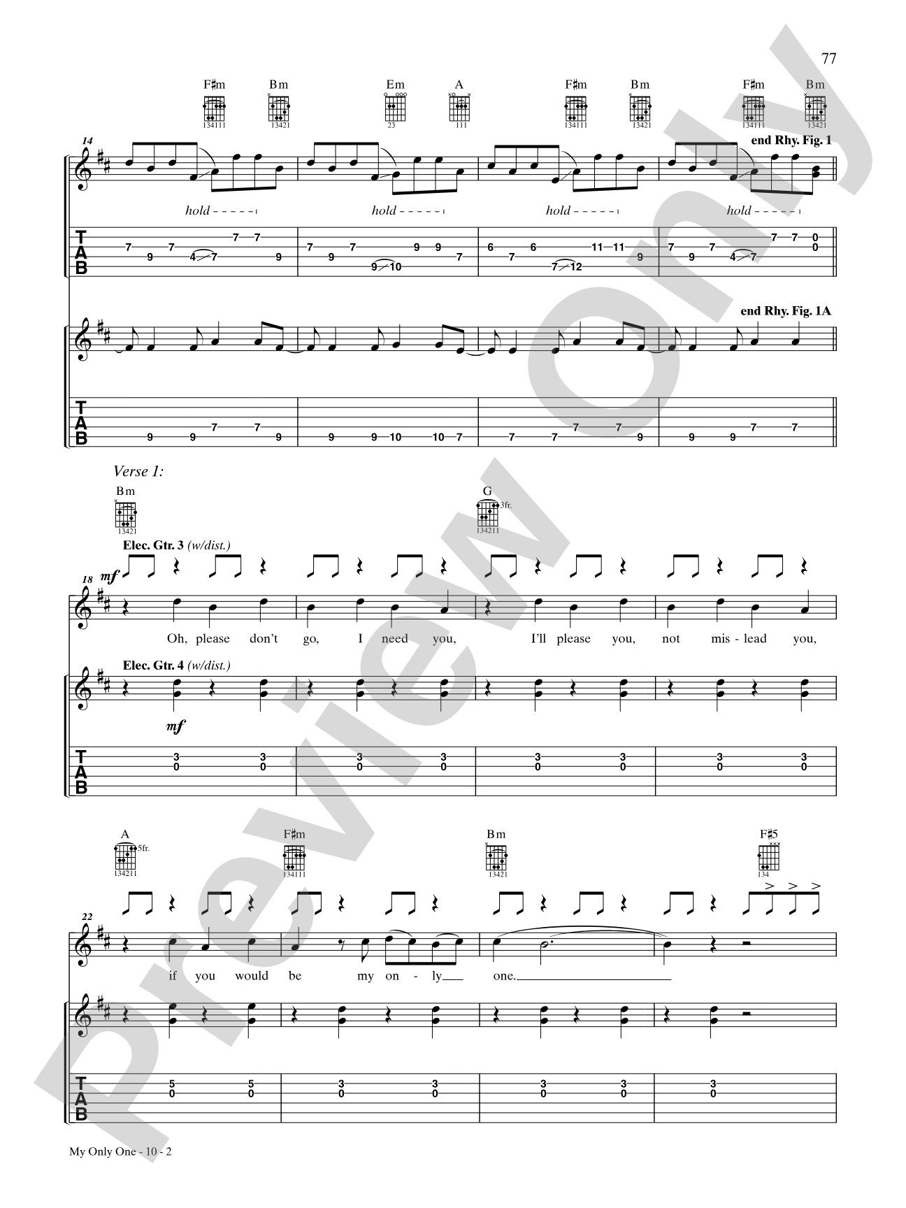 My Only One: Authentic Guitar TAB