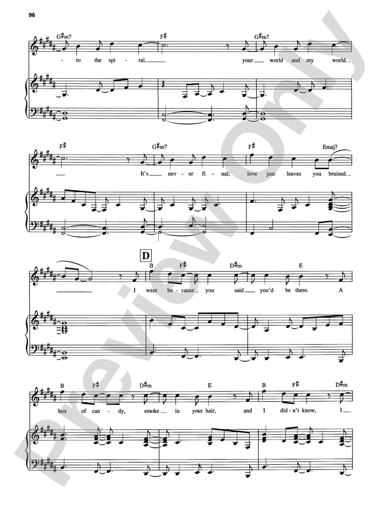 Bruised: Piano/Vocal/Chords