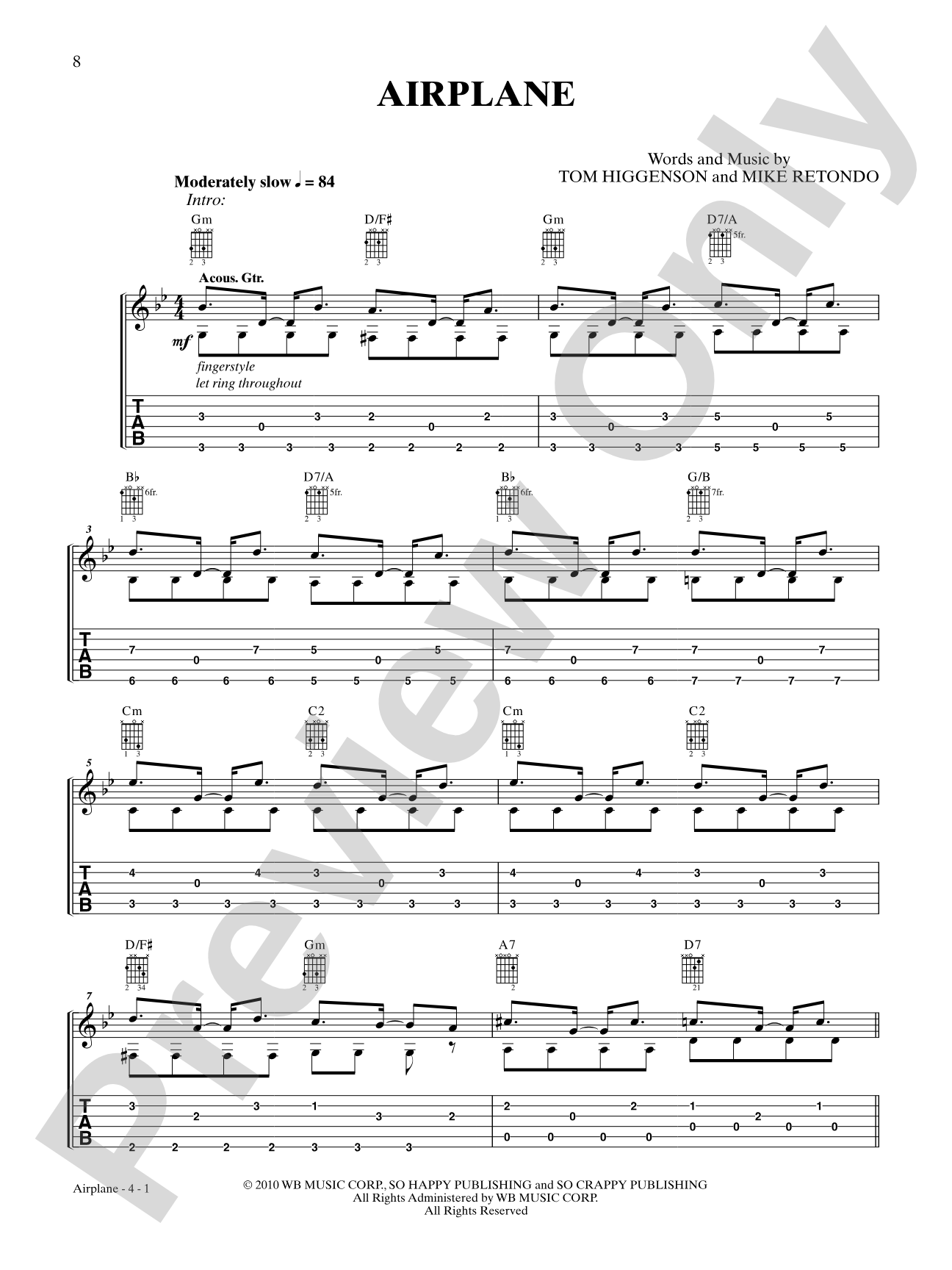 Airplane: Authentic Guitar TAB