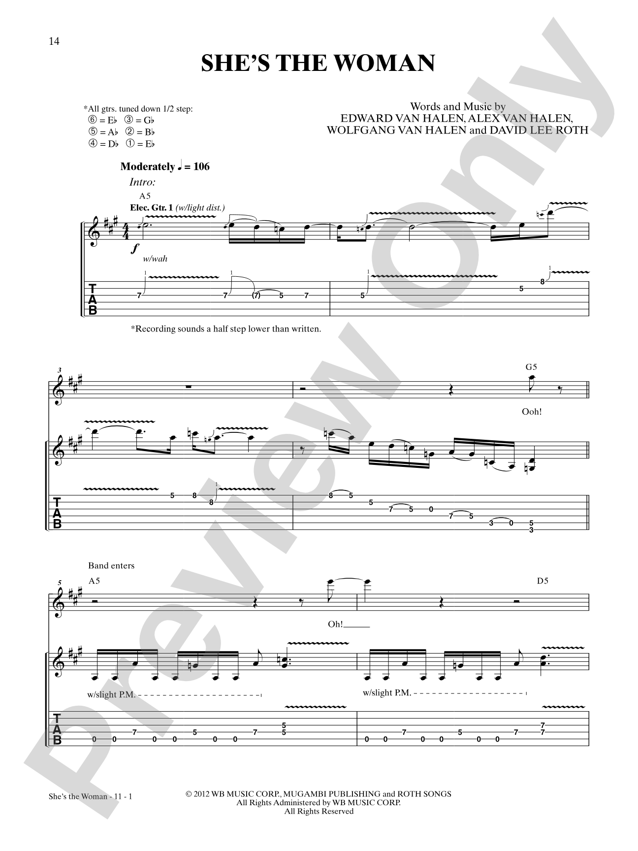 She's the Woman: Authentic Guitar TAB