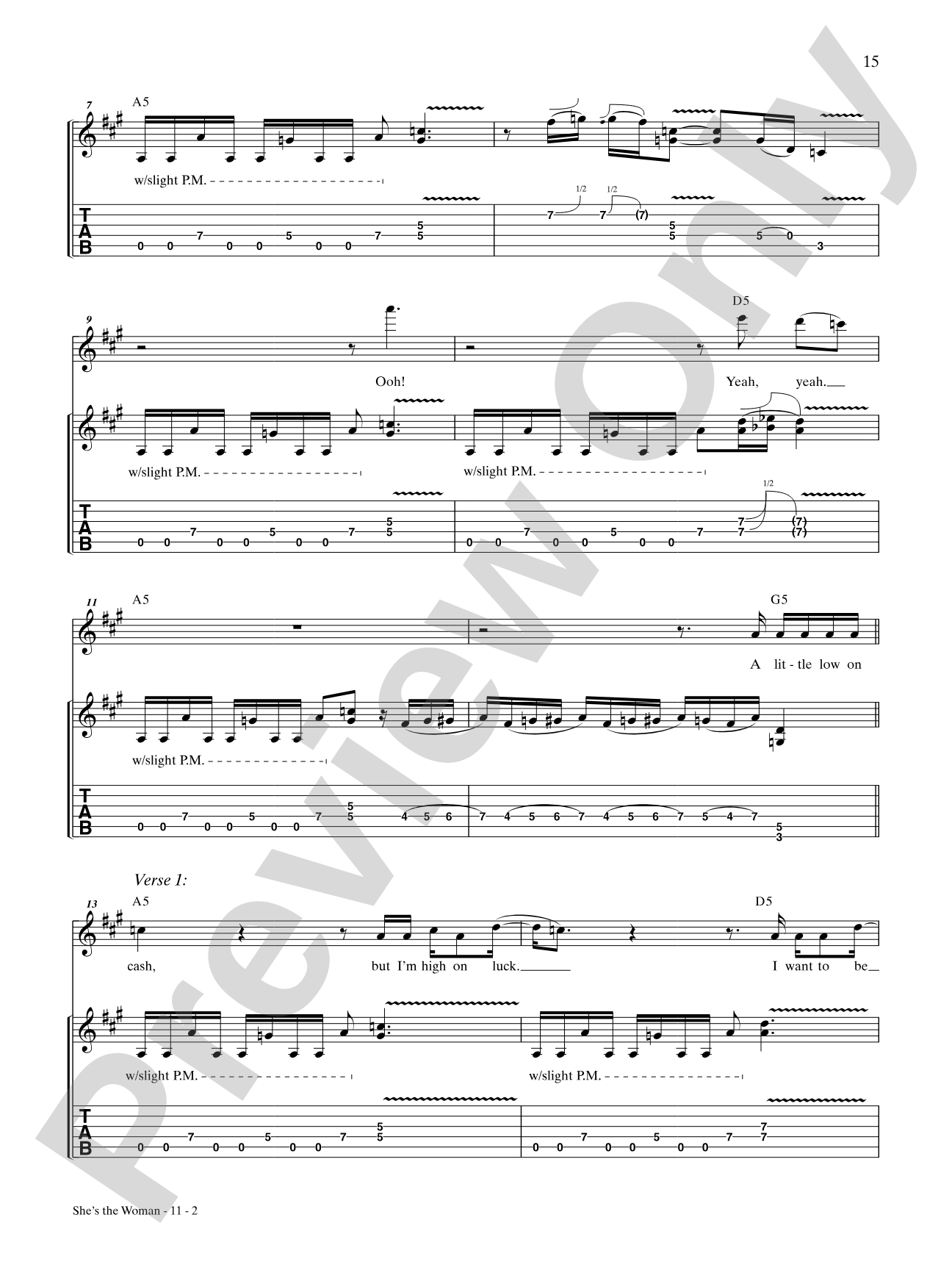 She's the Woman: Authentic Guitar TAB