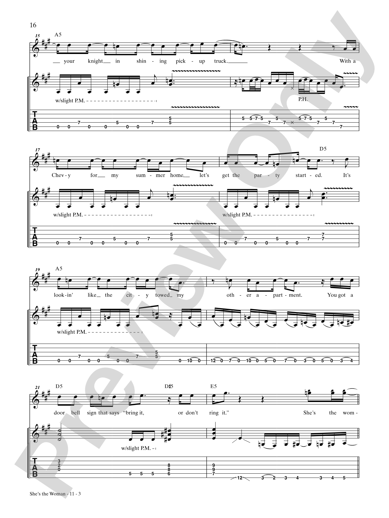 She's the Woman: Authentic Guitar TAB