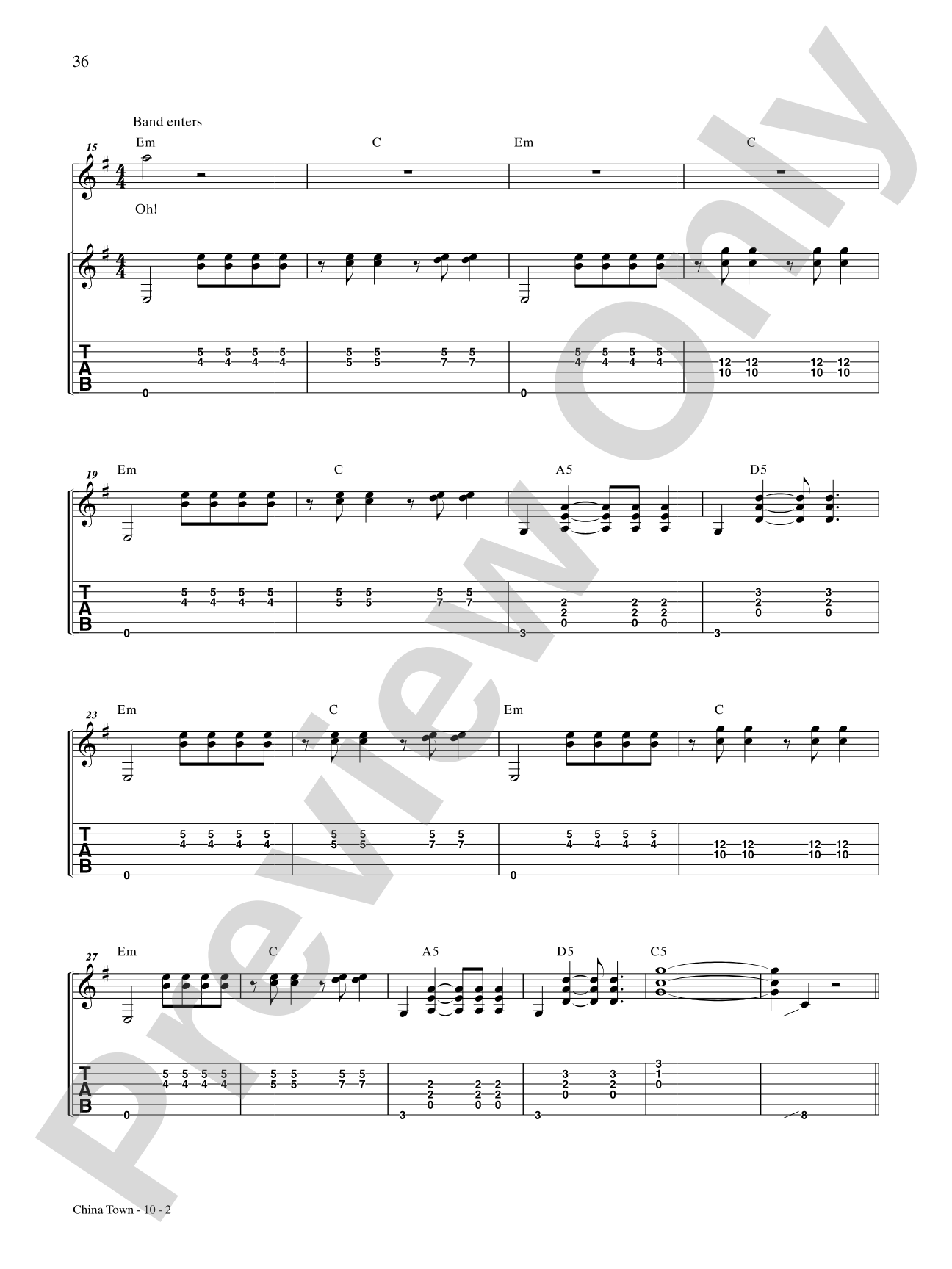 China Town: Authentic Guitar TAB
