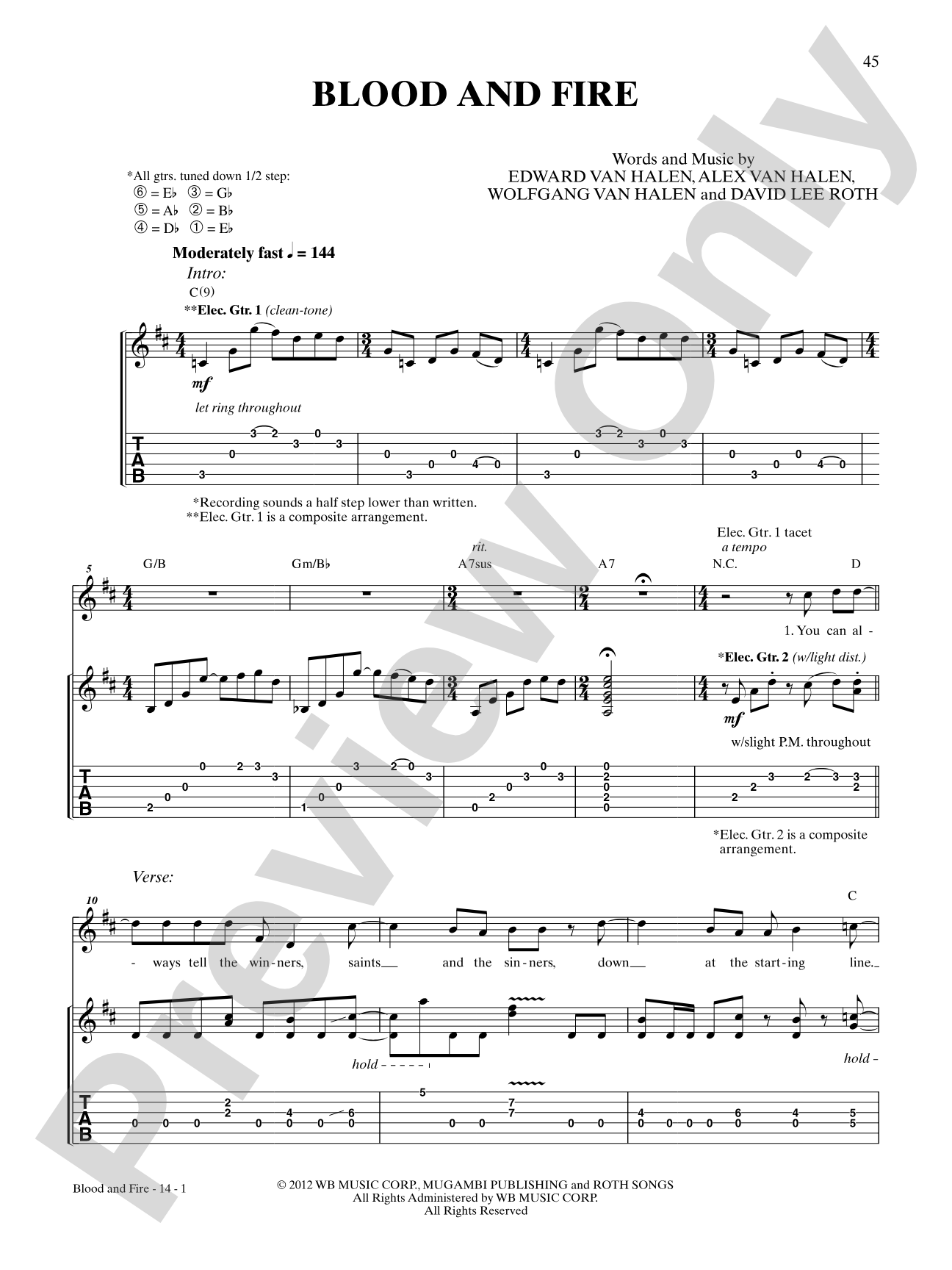 Blood and Fire: Authentic Guitar TAB