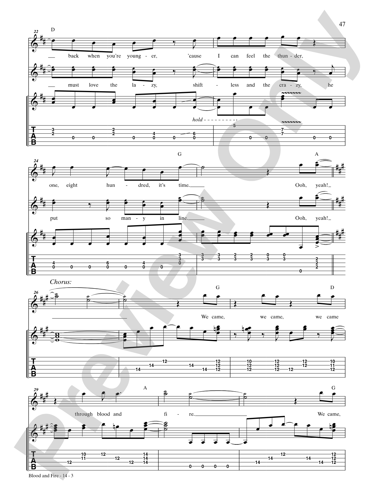 Blood and Fire: Authentic Guitar TAB