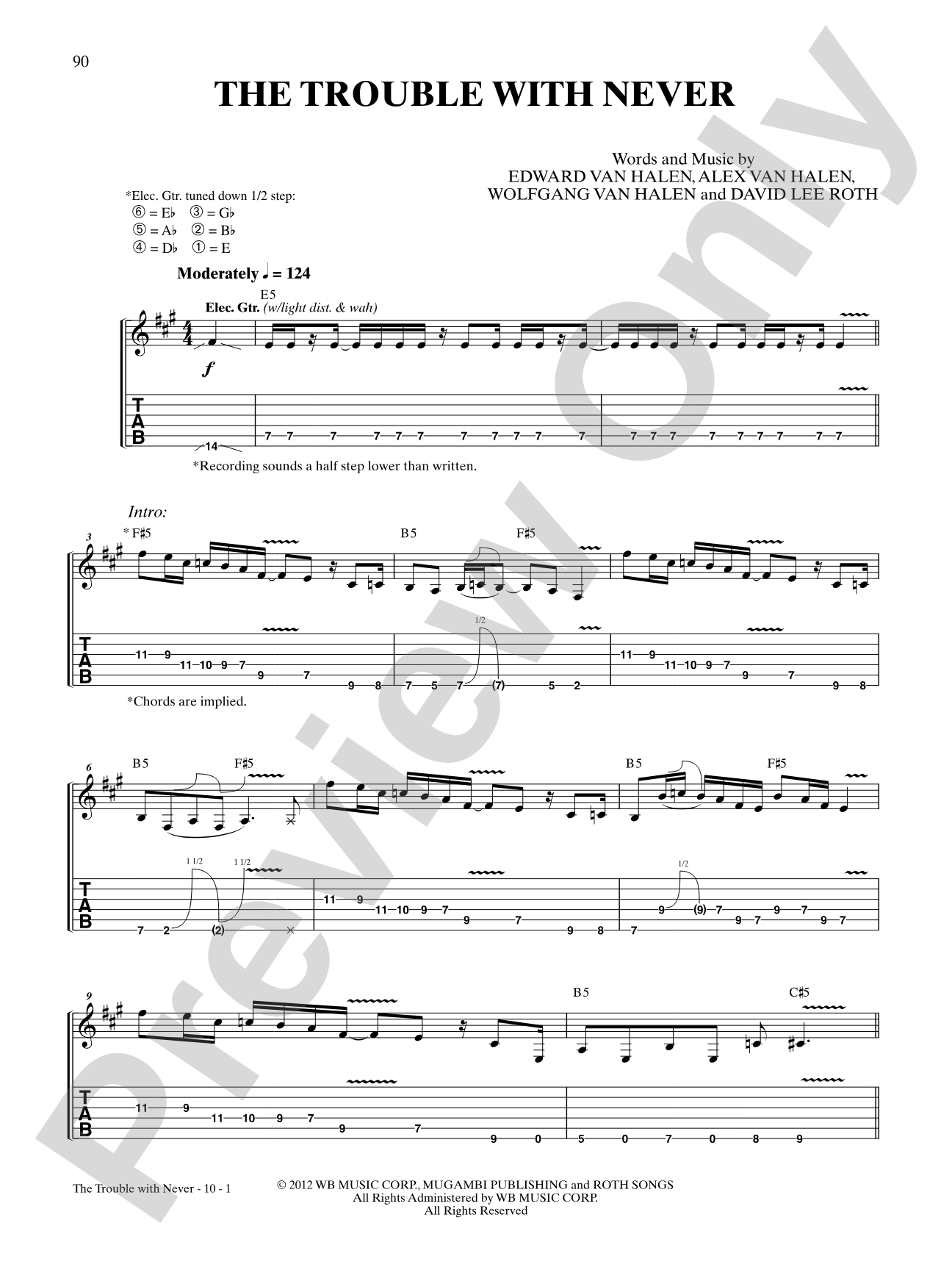 The Trouble With Never: Authentic Guitar TAB