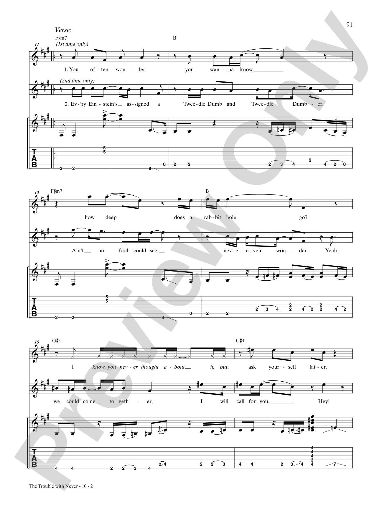 The Trouble With Never: Authentic Guitar TAB