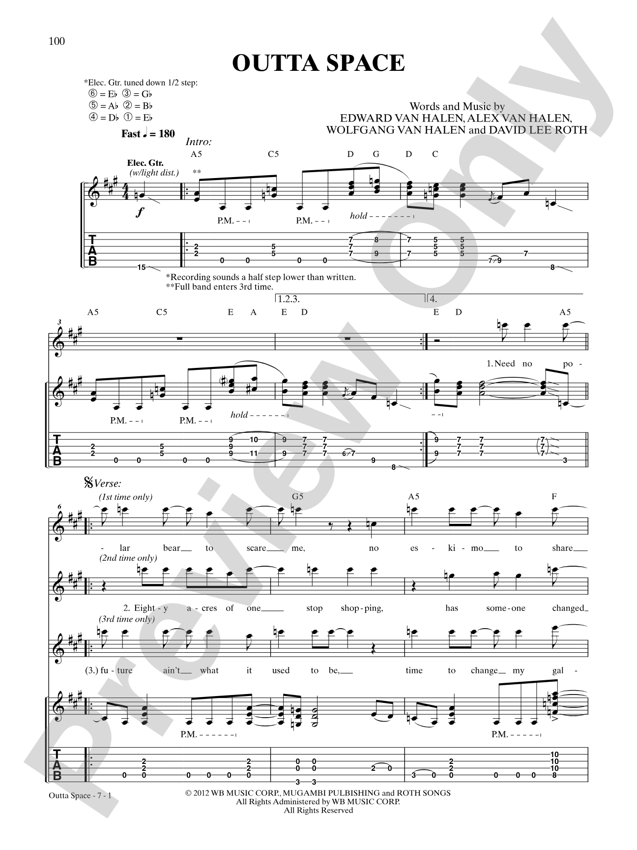 Outta Space: Authentic Guitar TAB