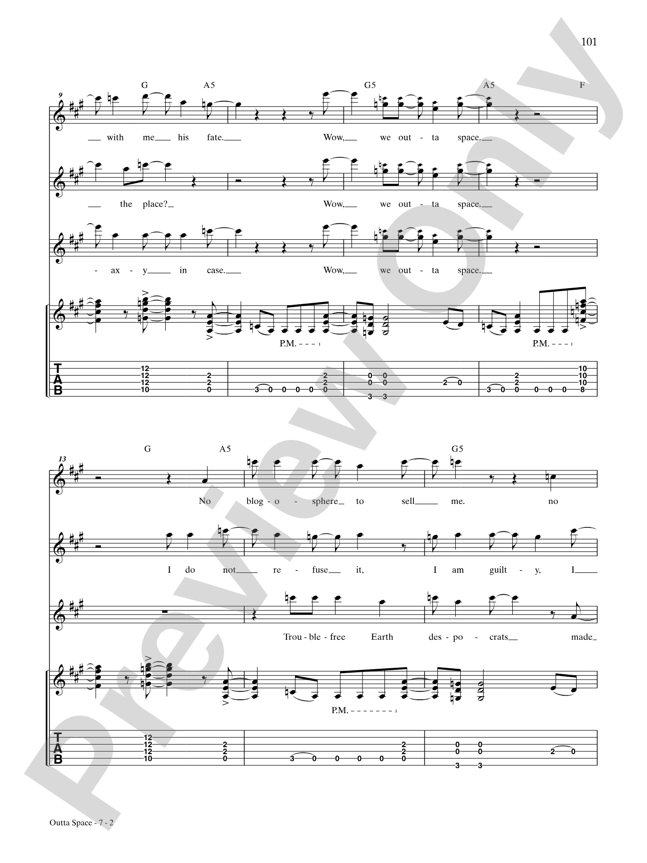 Outta Space: Authentic Guitar TAB