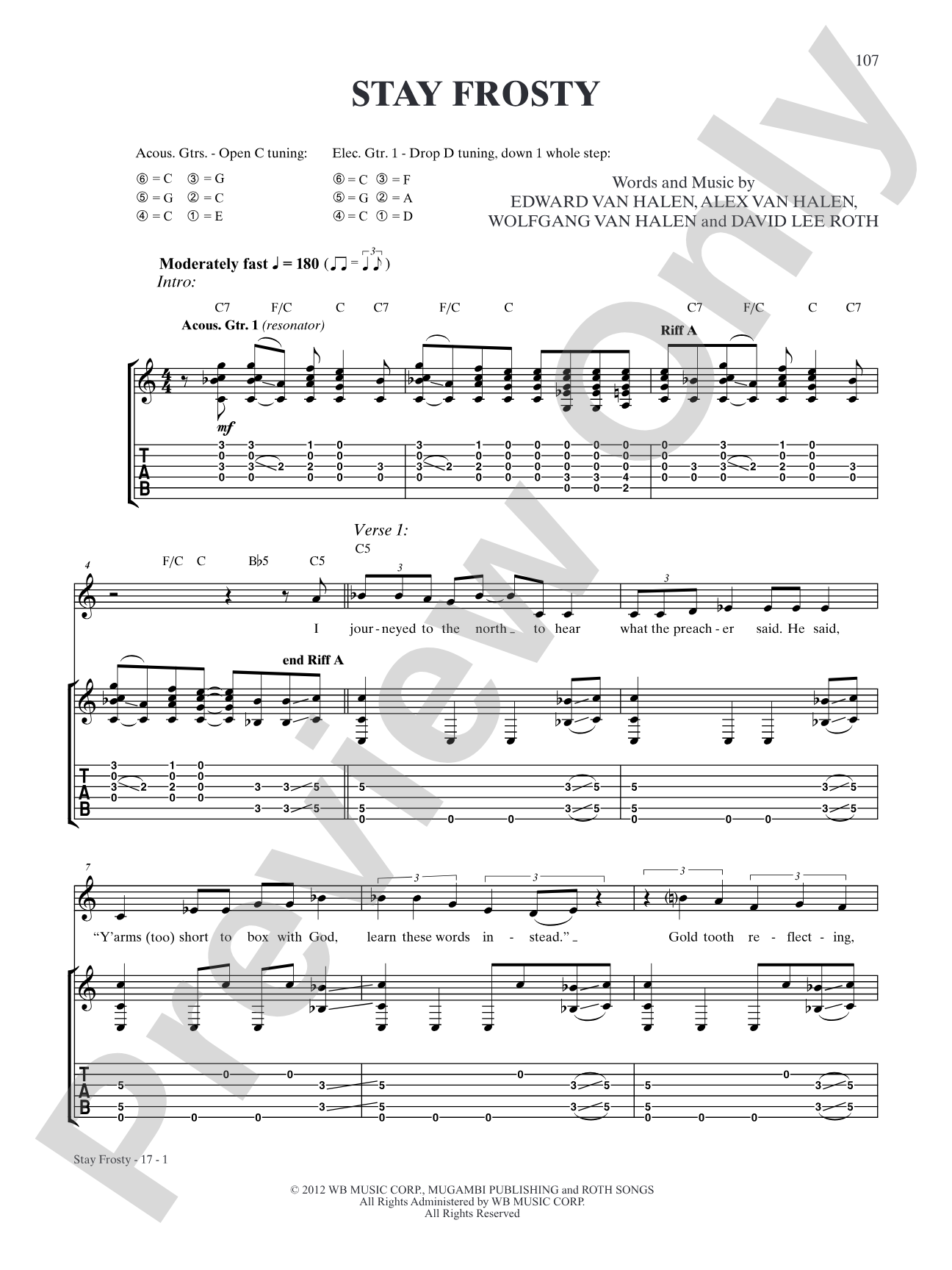 Stay Frosty: Authentic Guitar TAB