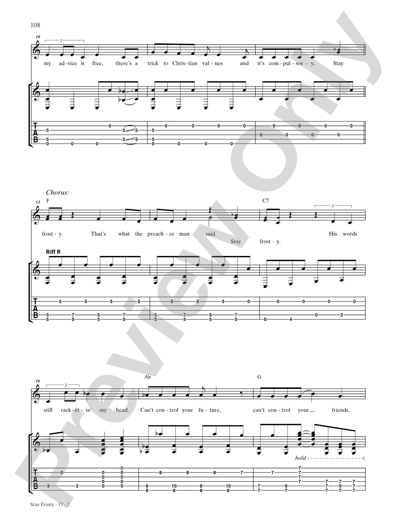 Stay Frosty: Authentic Guitar TAB