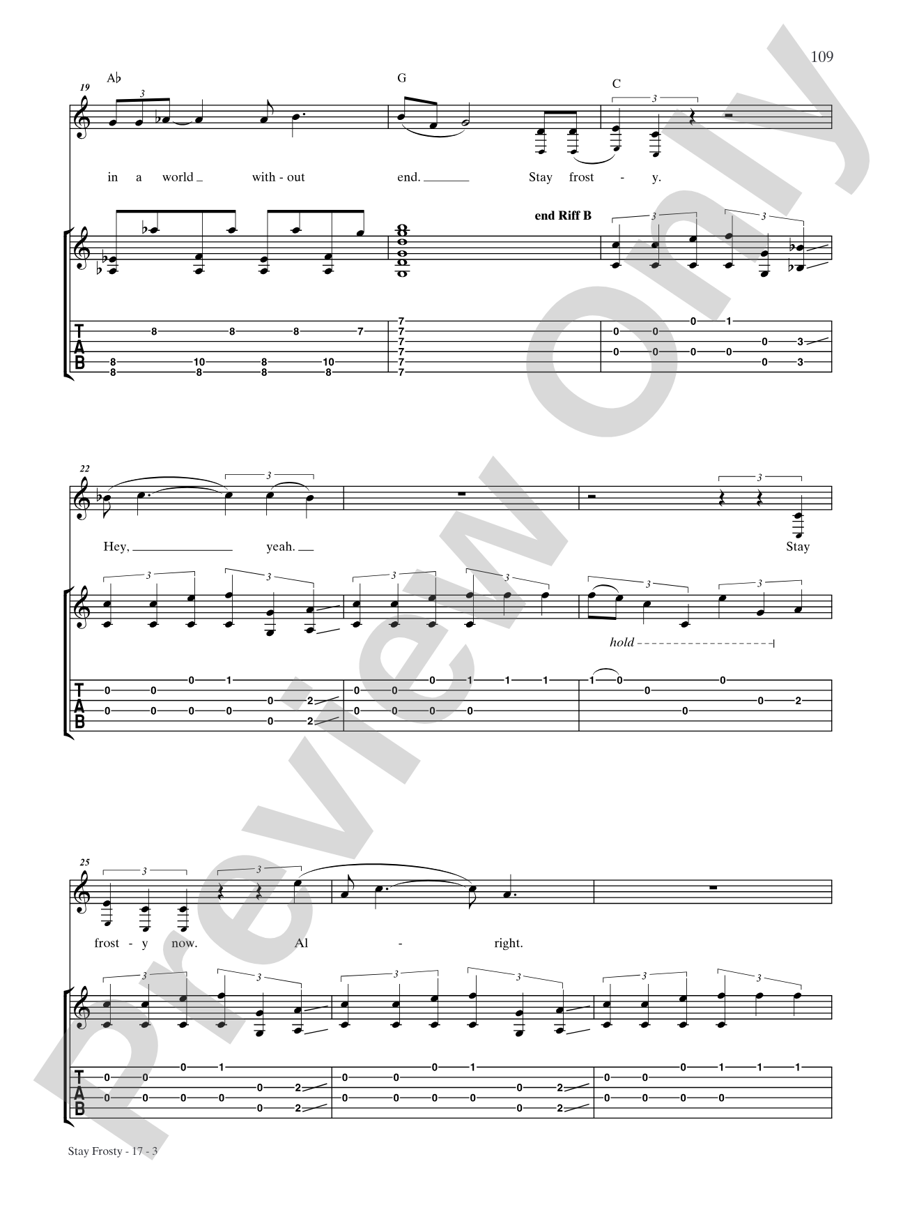 Stay Frosty: Authentic Guitar TAB