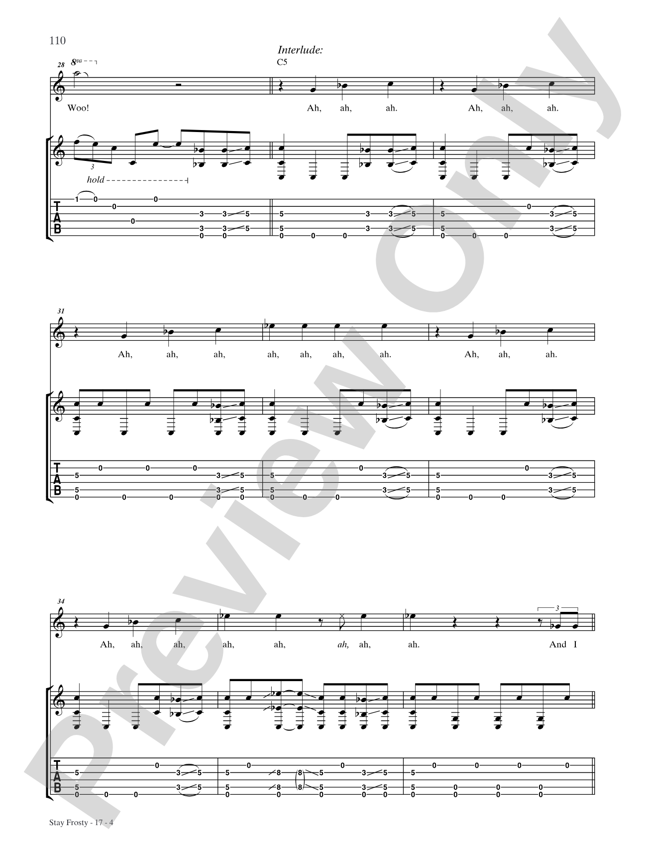 Stay Frosty: Authentic Guitar TAB