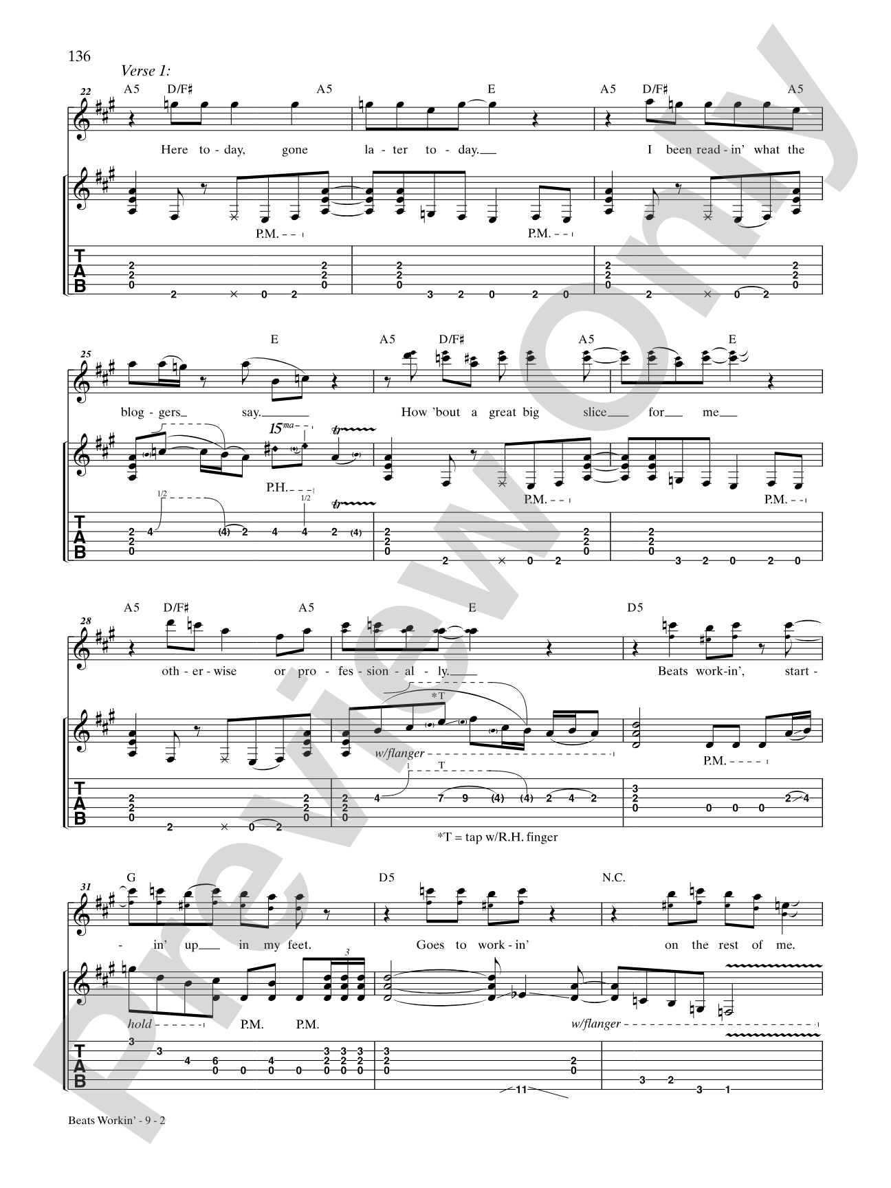 Beats Workin': Authentic Guitar TAB