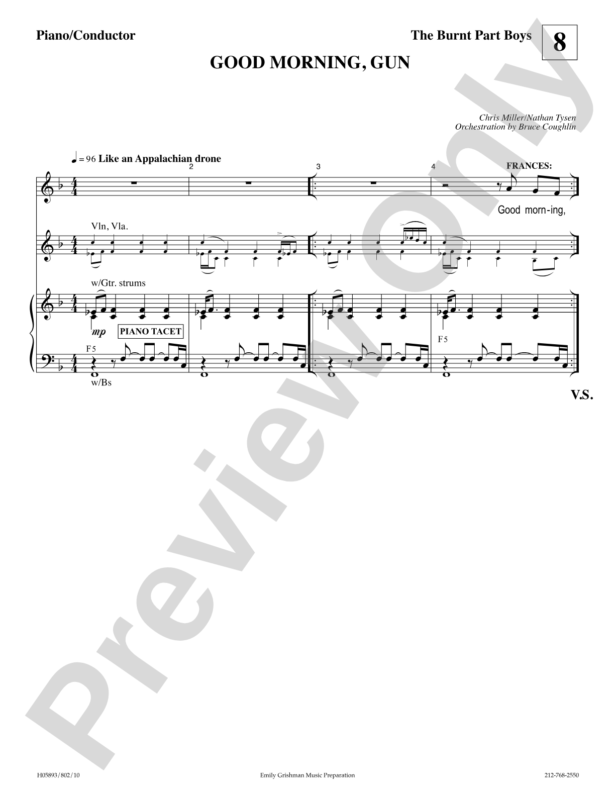 Good Morning Gun (from "The Burnt Part Boys"): Piano/Vocal/Chords Digital Sheet Music