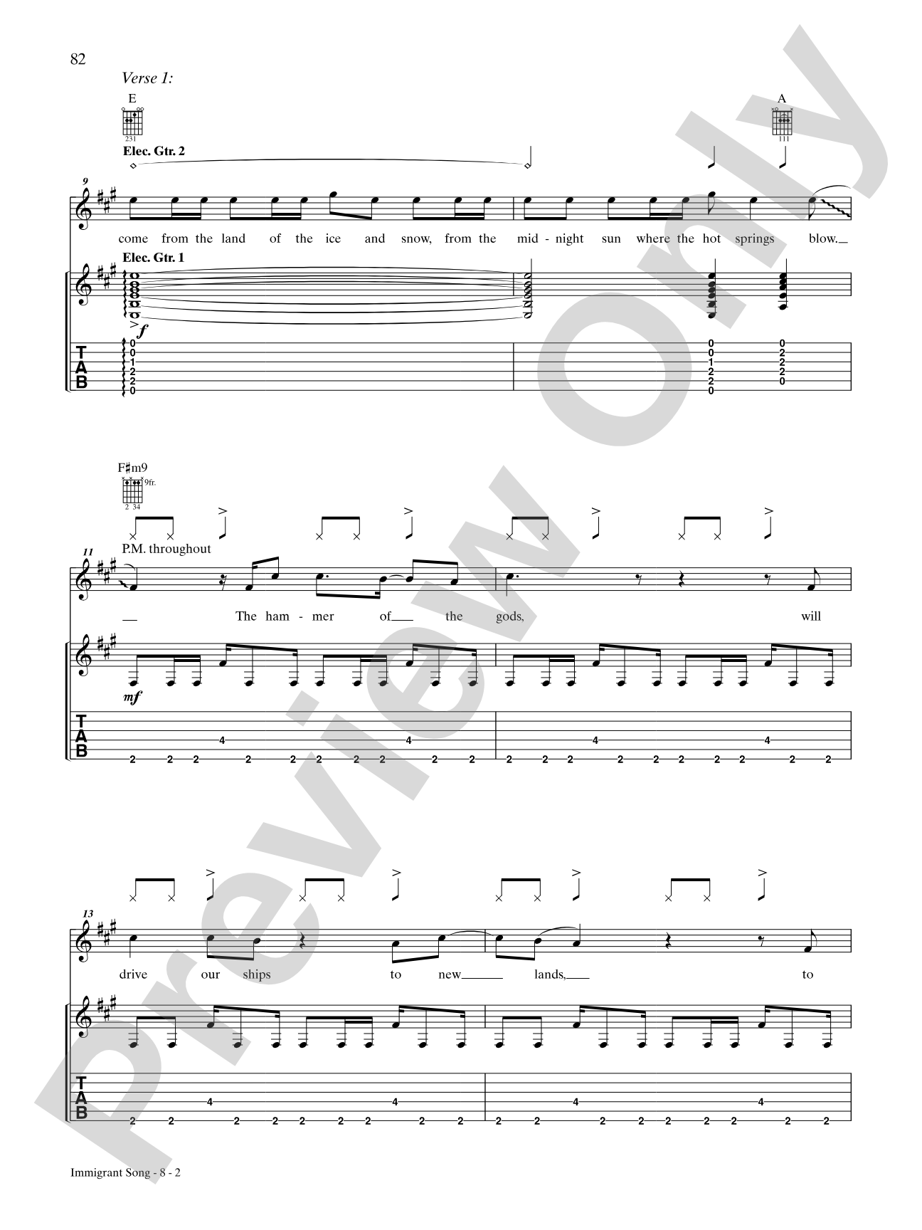 Immigrant Song: Authentic Guitar TAB