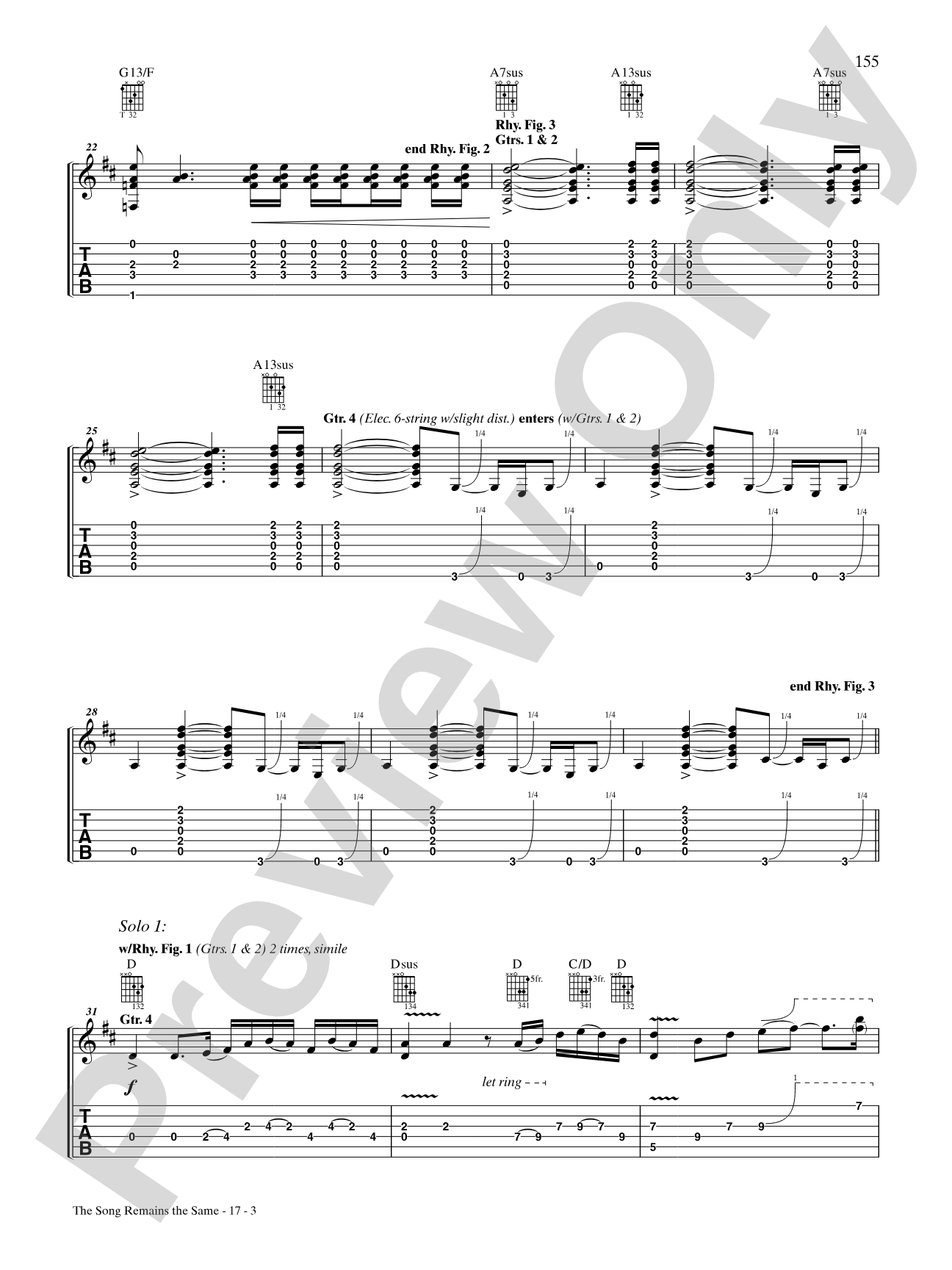 The Song Remains the Same: Authentic Guitar TAB