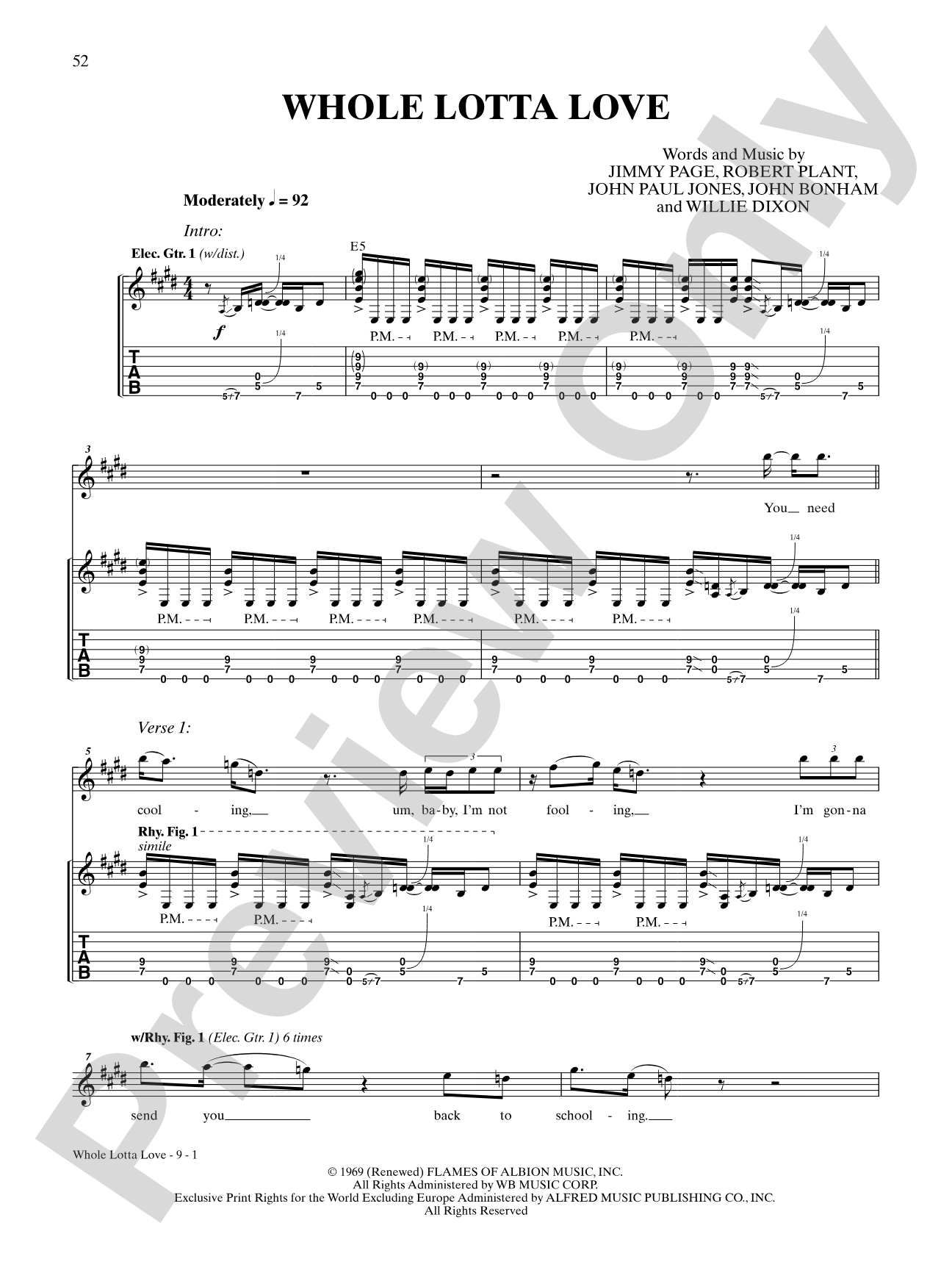 Whole Lotta Love: Authentic Guitar TAB