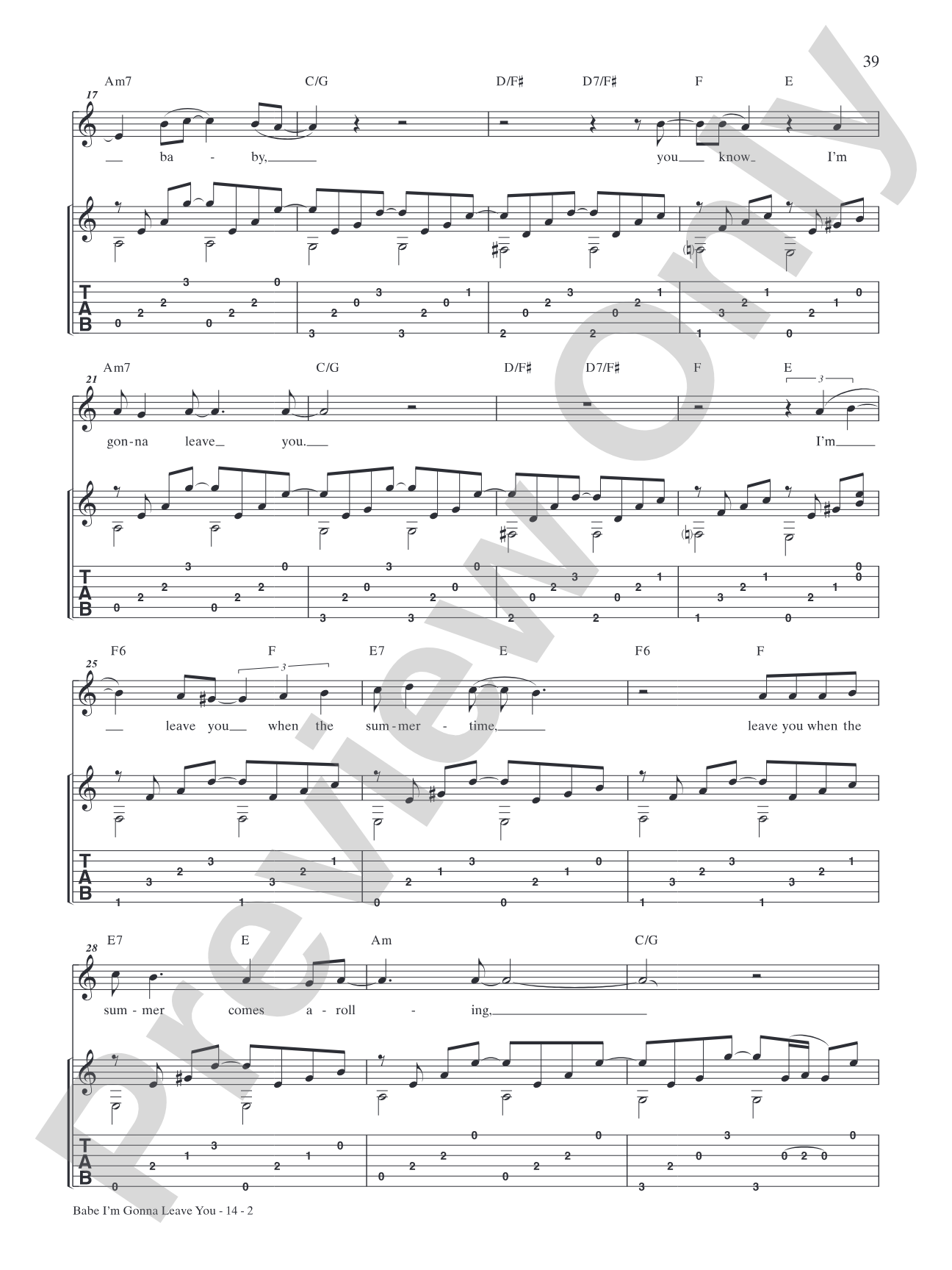 Babe I'm Gonna Leave You: Authentic Guitar TAB