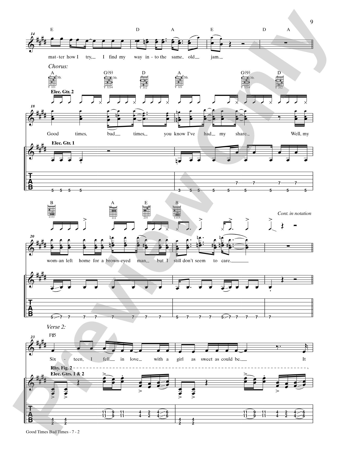 Good Times, Bad Times: Authentic Guitar TAB
