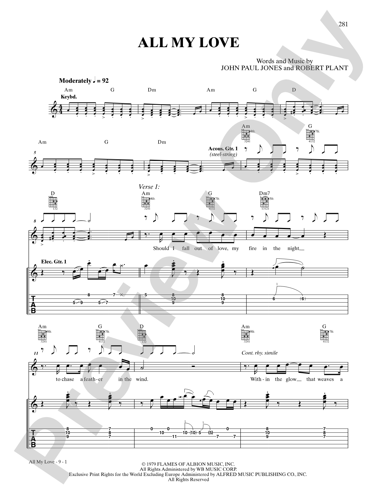 All My Love: Authentic Guitar TAB