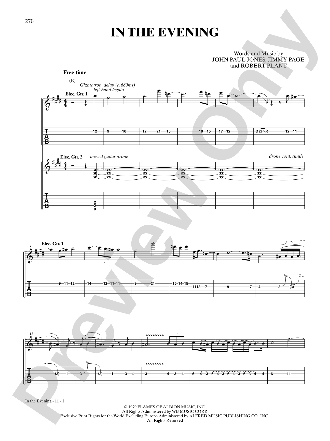 In the Evening: Authentic Guitar TAB