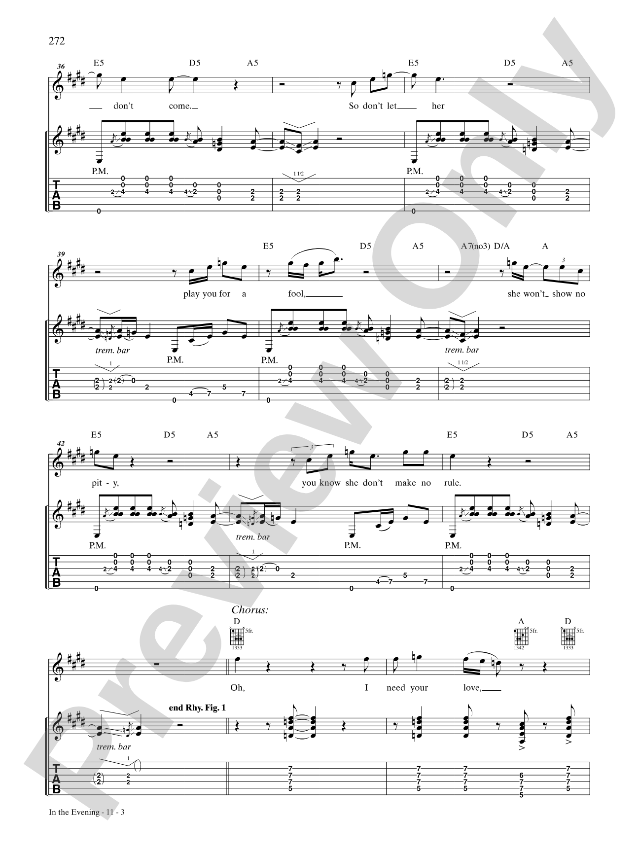 In the Evening: Authentic Guitar TAB