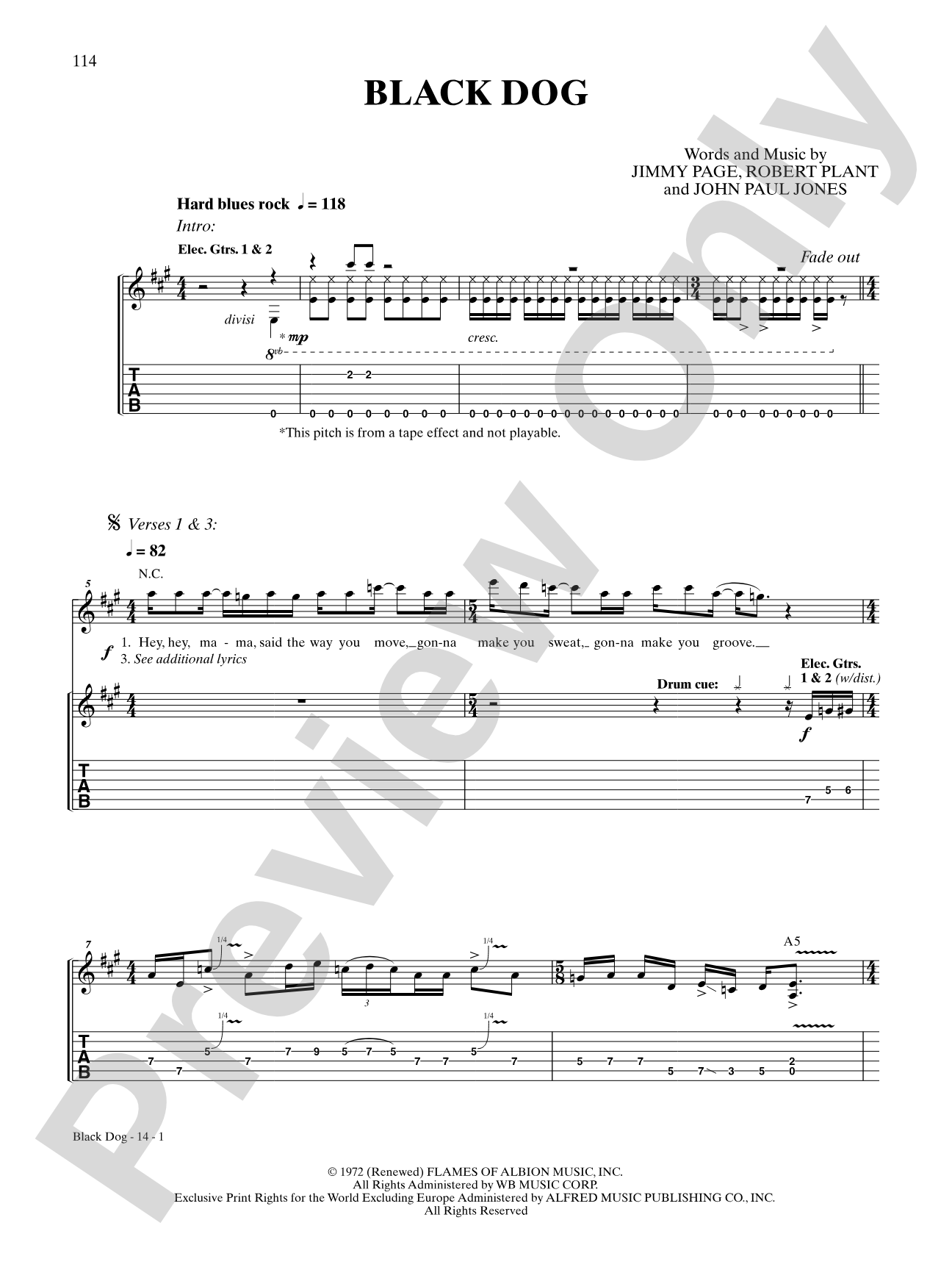 Black Dog: Authentic Guitar TAB