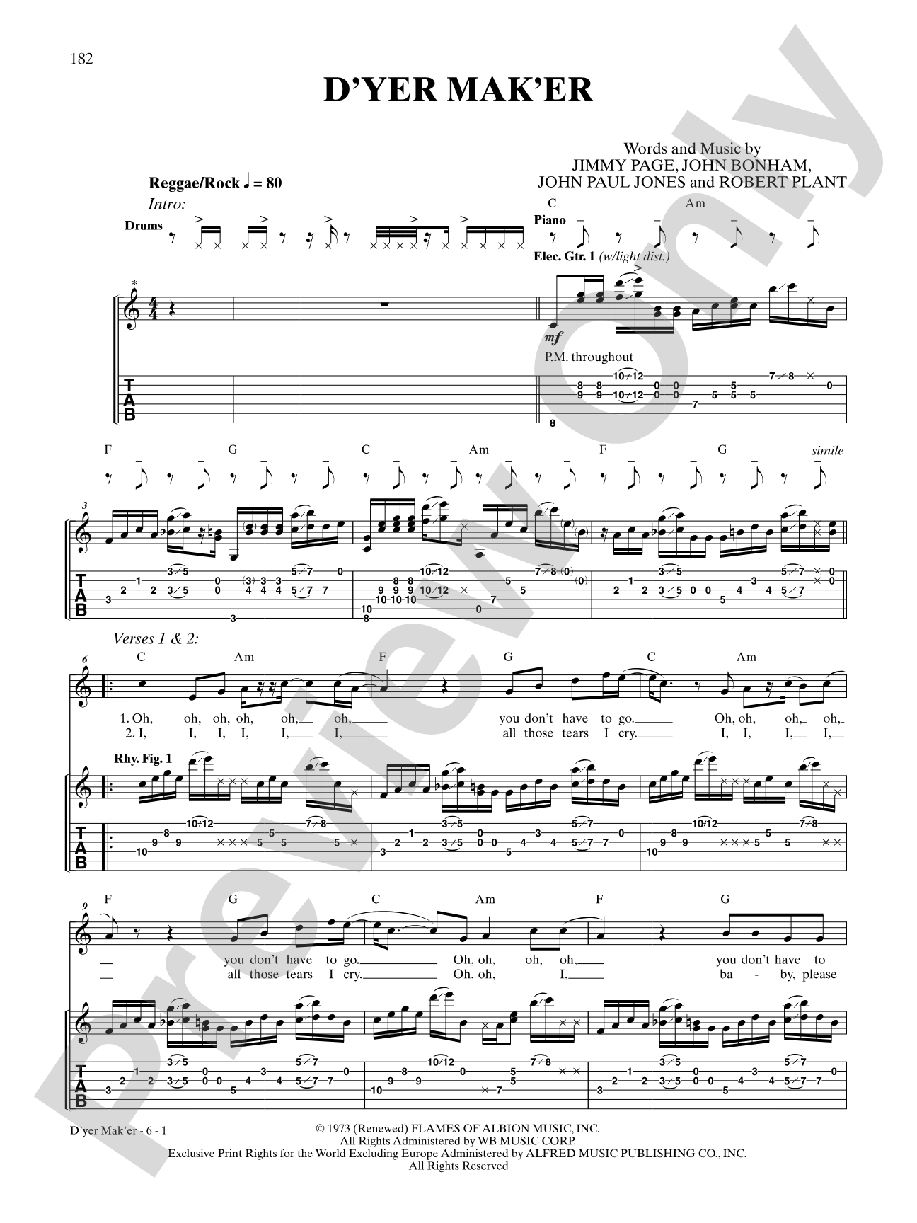 D'yer Mak'er: Authentic Guitar TAB
