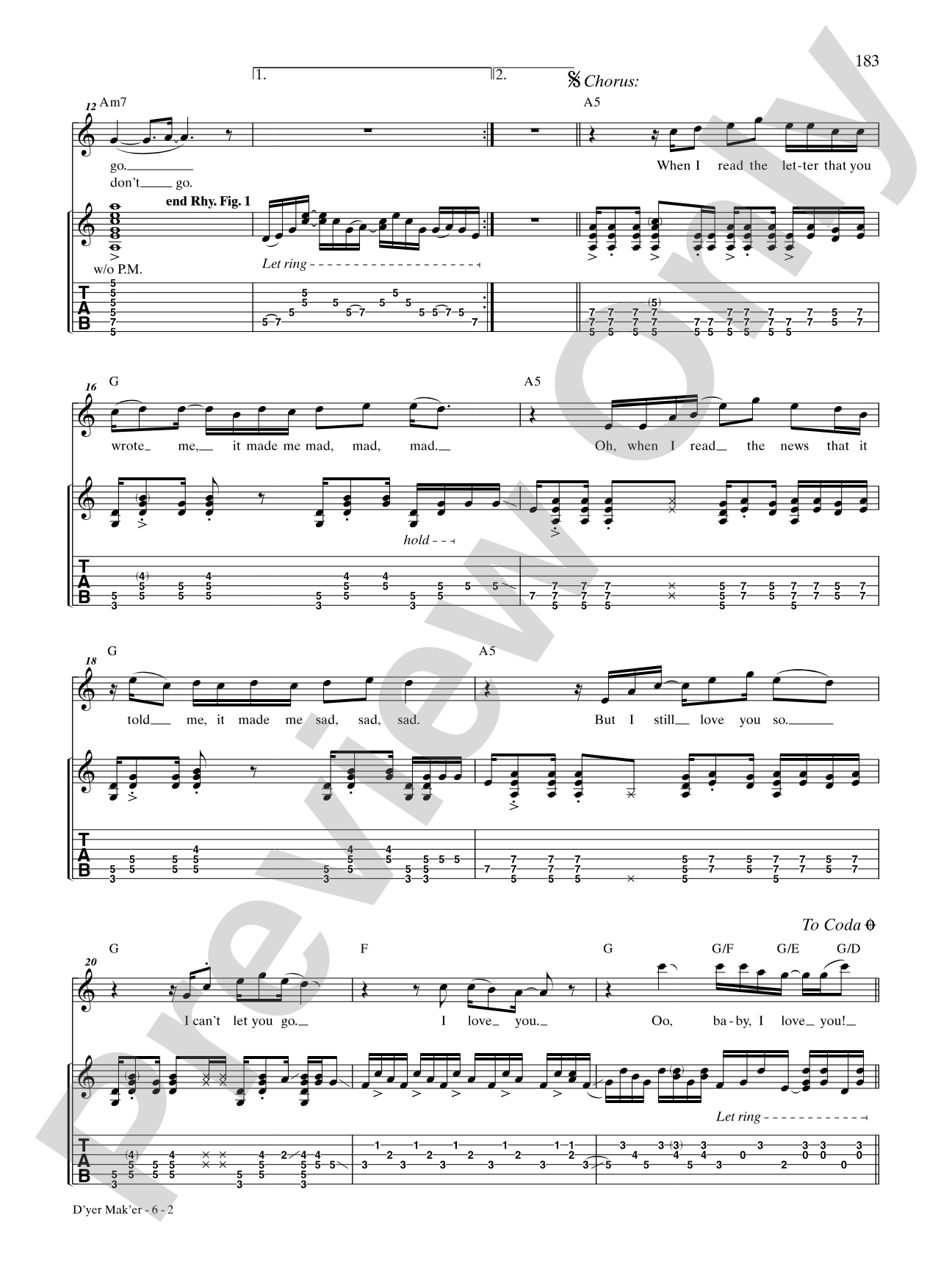 D'yer Mak'er: Authentic Guitar TAB