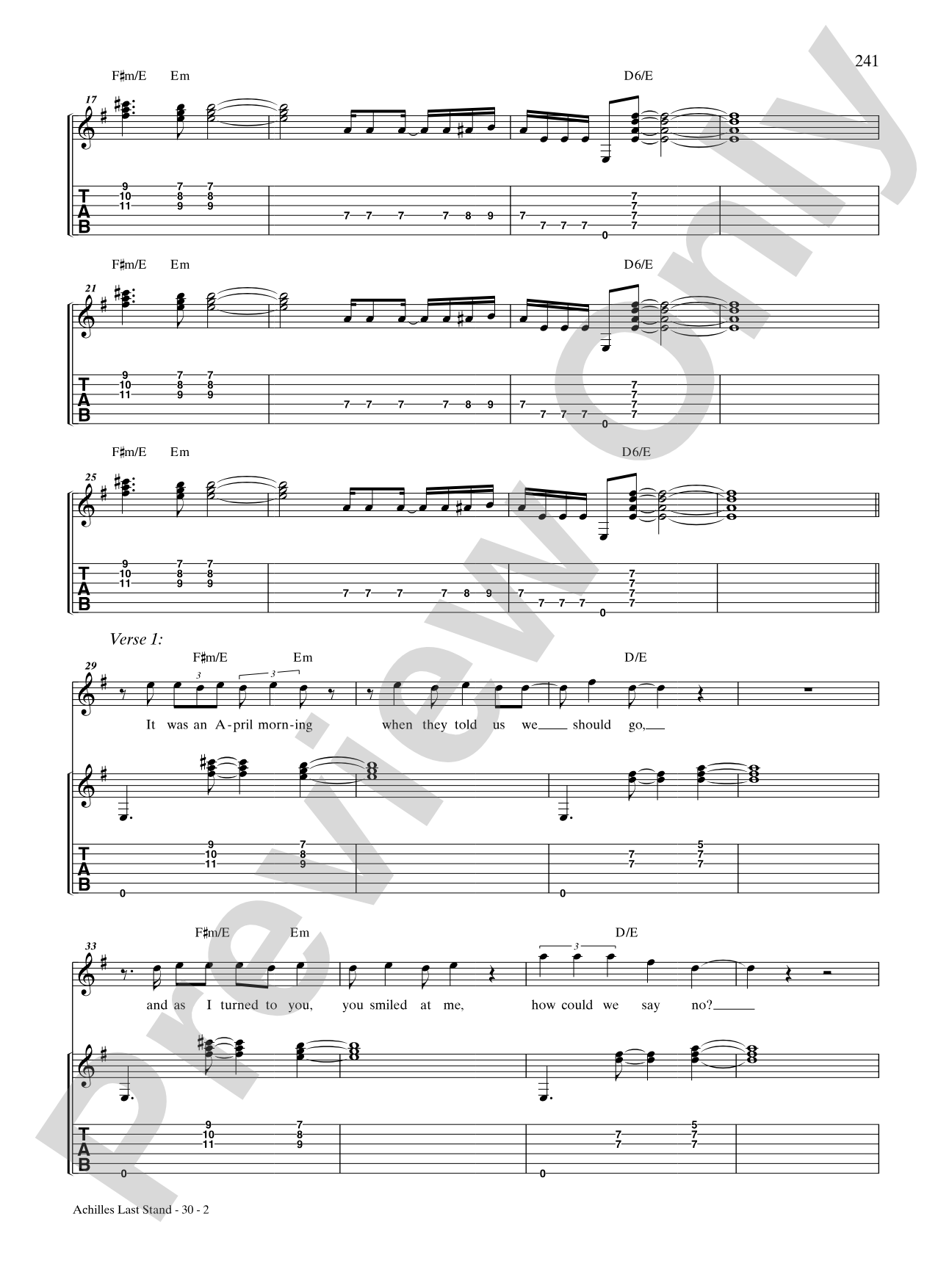 Achilles Last Stand: Authentic Guitar TAB