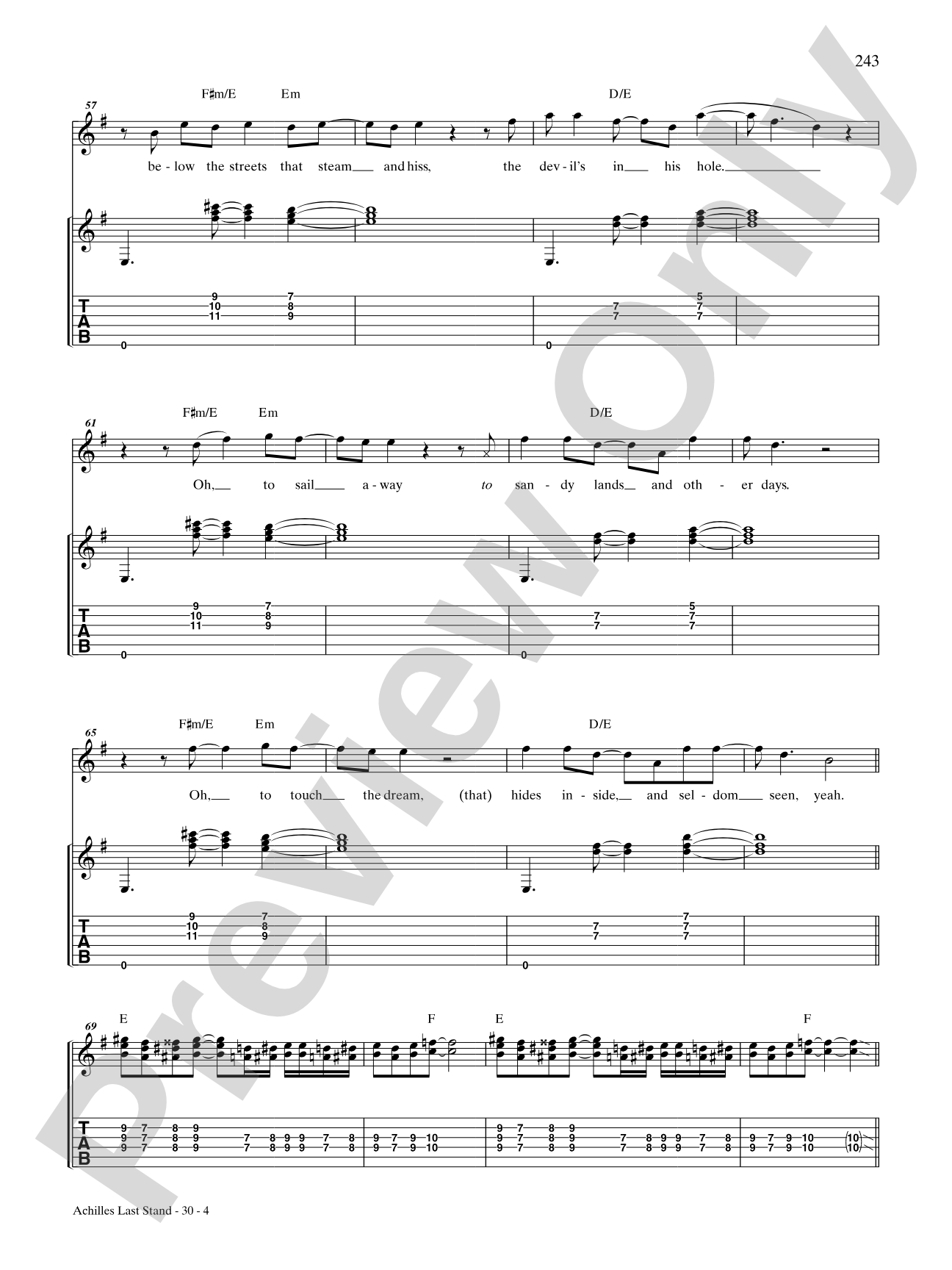 Achilles Last Stand: Authentic Guitar TAB