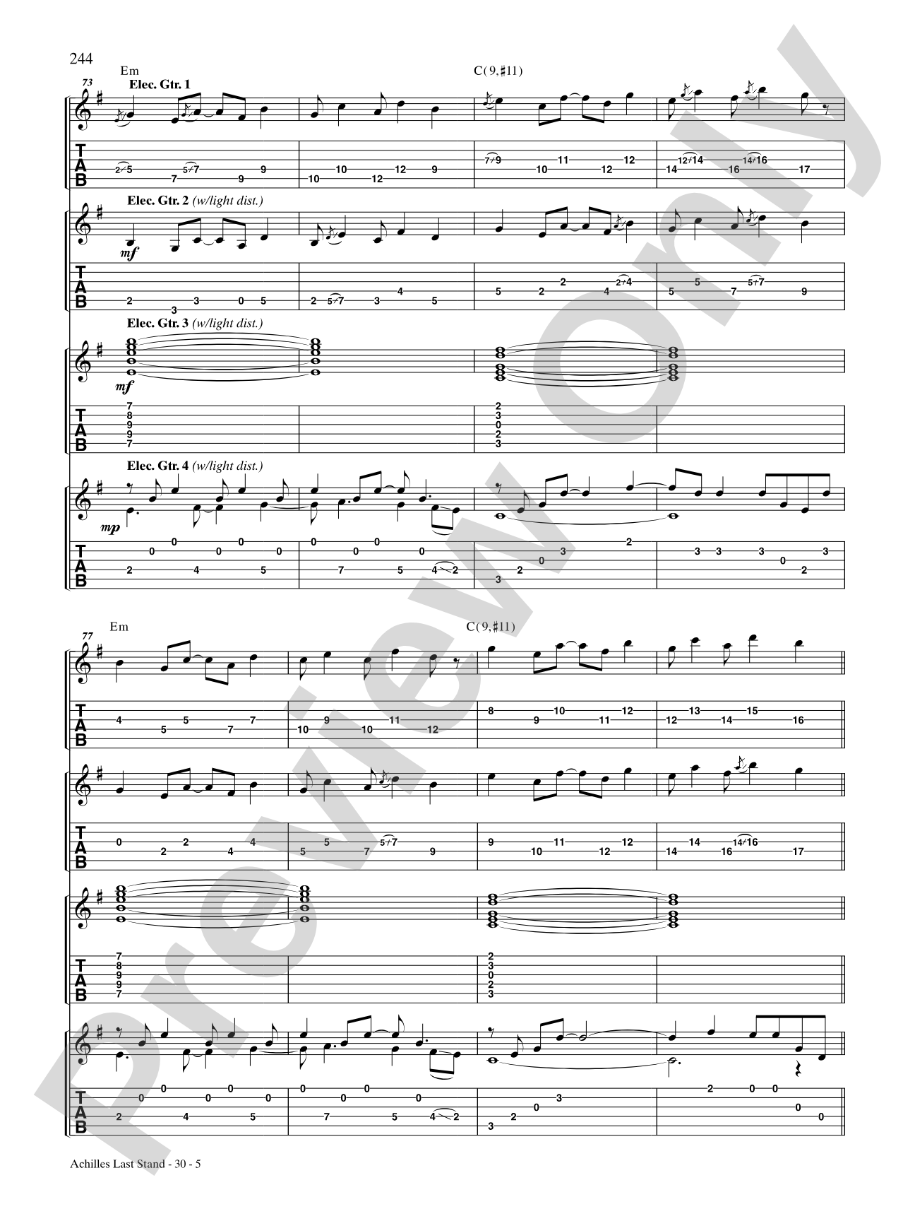 Achilles Last Stand: Authentic Guitar TAB