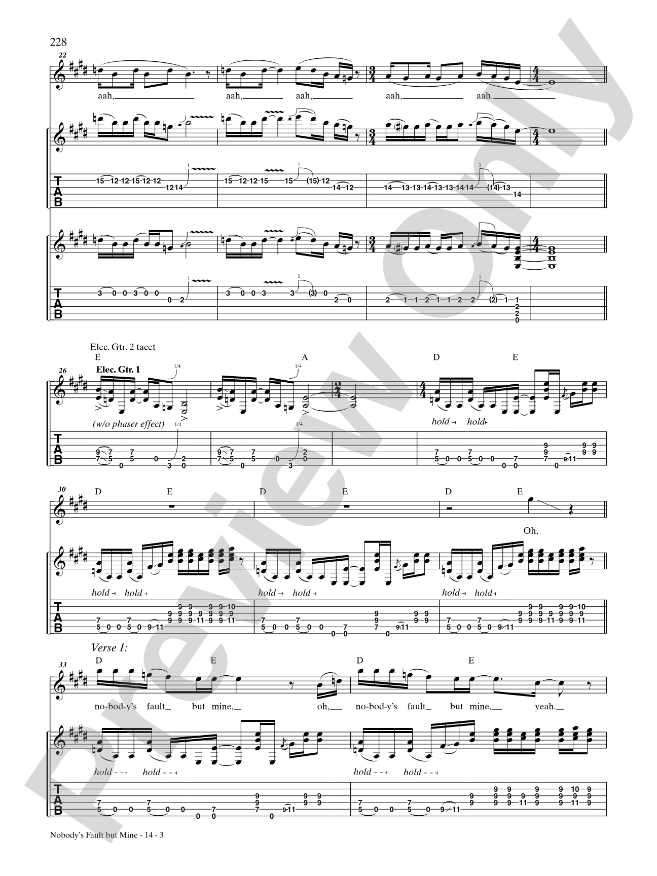 Nobody's Fault but Mine: Authentic Guitar TAB