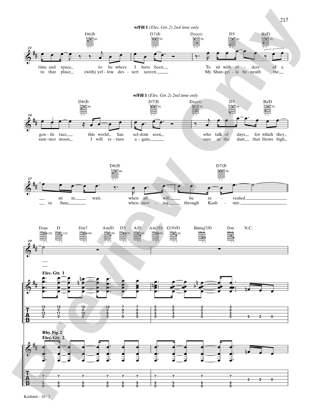 Kashmir: Authentic Guitar TAB