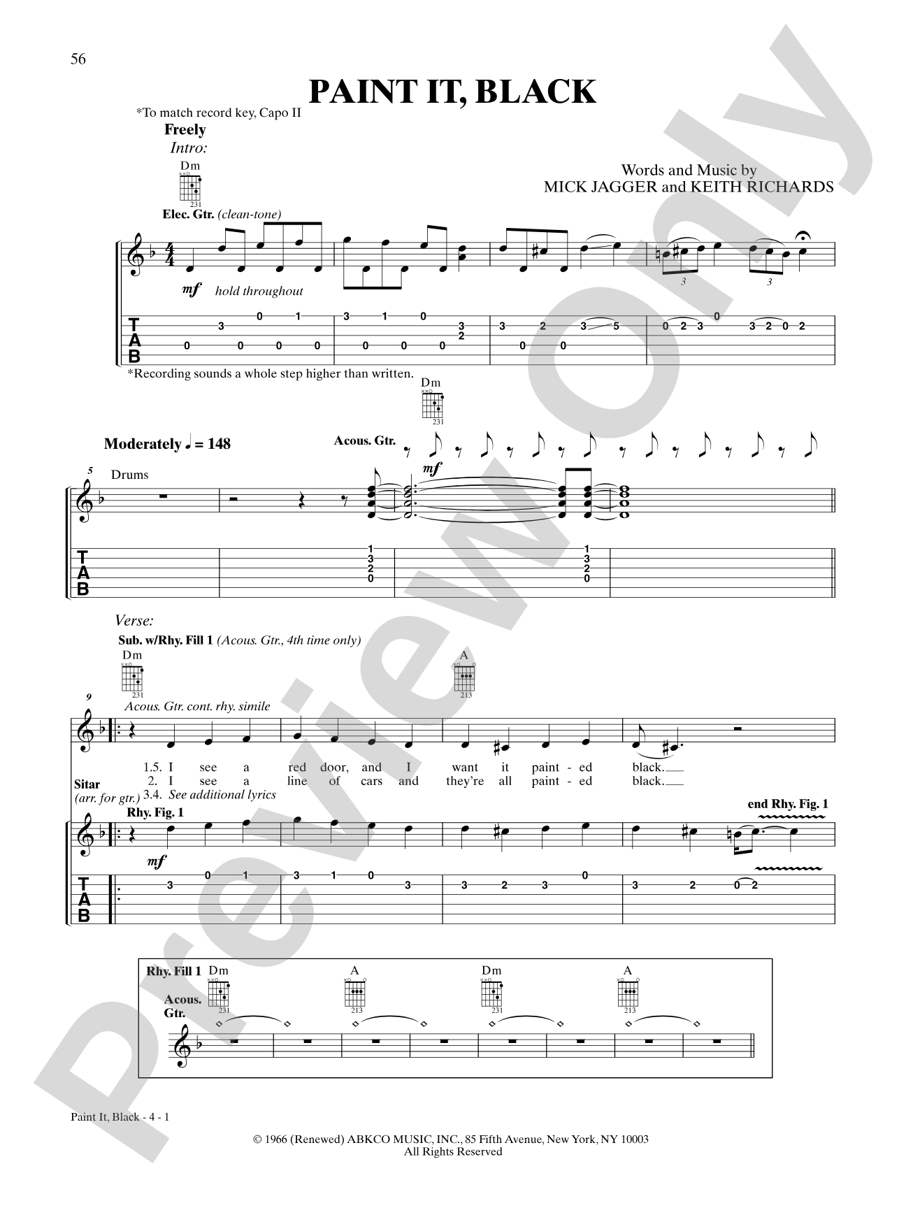 Paint It, Black: Guitar TAB